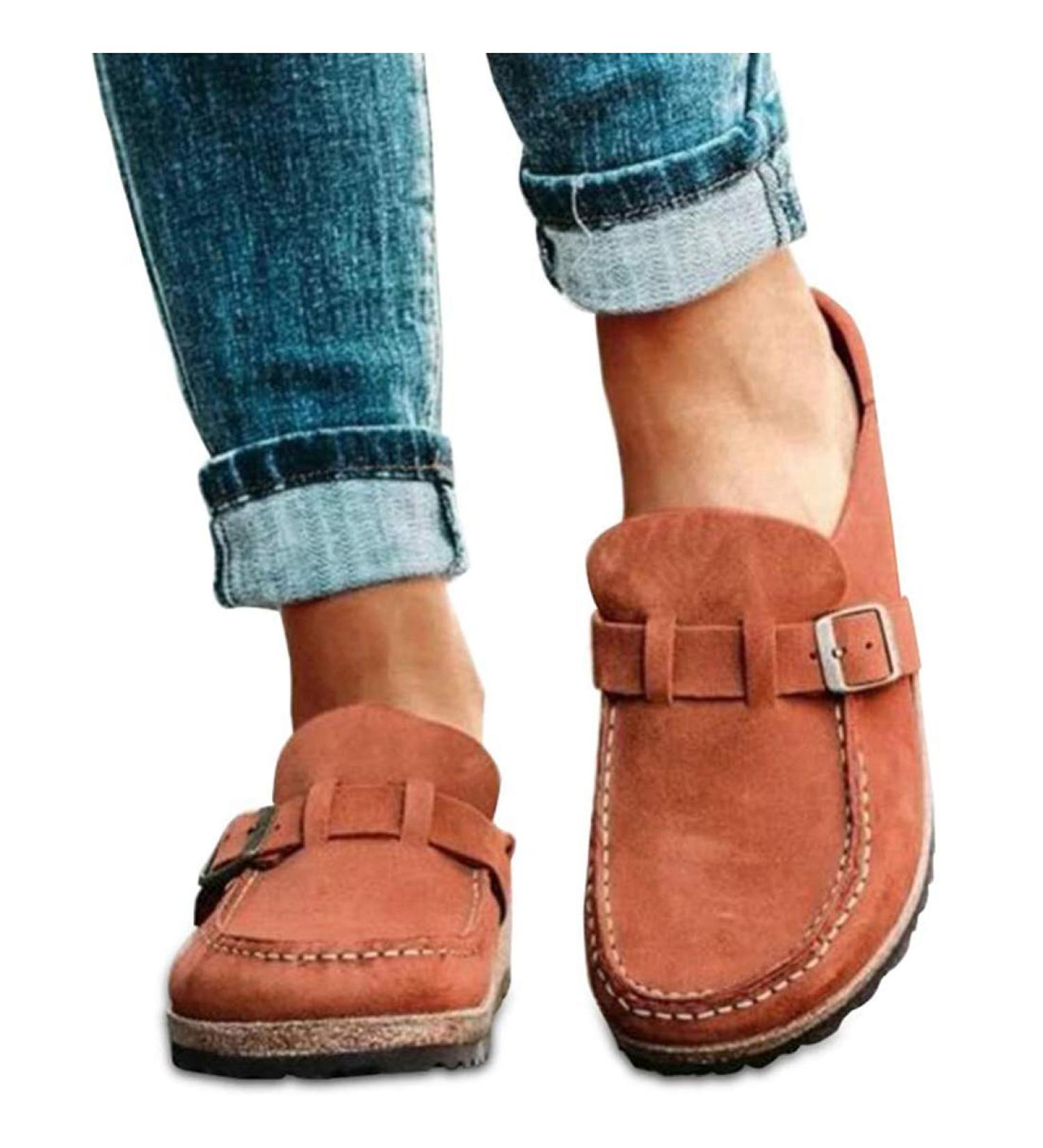 Creev Women Suede Sandals & Loafer Flat Walking Slippers - Closed Toe Summer Shoes for Home & Office - Men's Available - Sizes 36-41 EU - Buy Online on GoSupps.com
