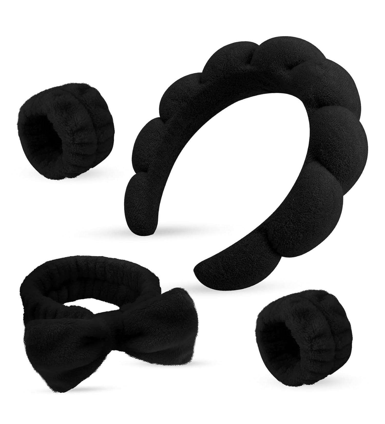 Shop Black Terry Hair Band for Cosmetics & Spa - Moisture-Wicking Headband for Face Washing Yoga & Shower - Buy Online on GoSupps.com