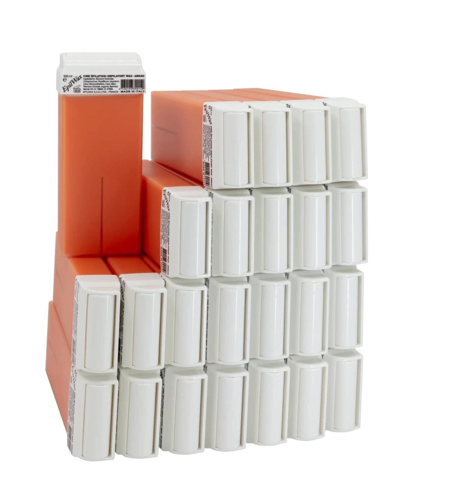 EpilWax Set of Roll-On Cartridges for Hair Removal - Large 100 ml Roll-on Waxing Refills (Argan Set of 24) Argan 0.041666666666666664 count (Pack of 24) - Buy Online on GoSupps.com