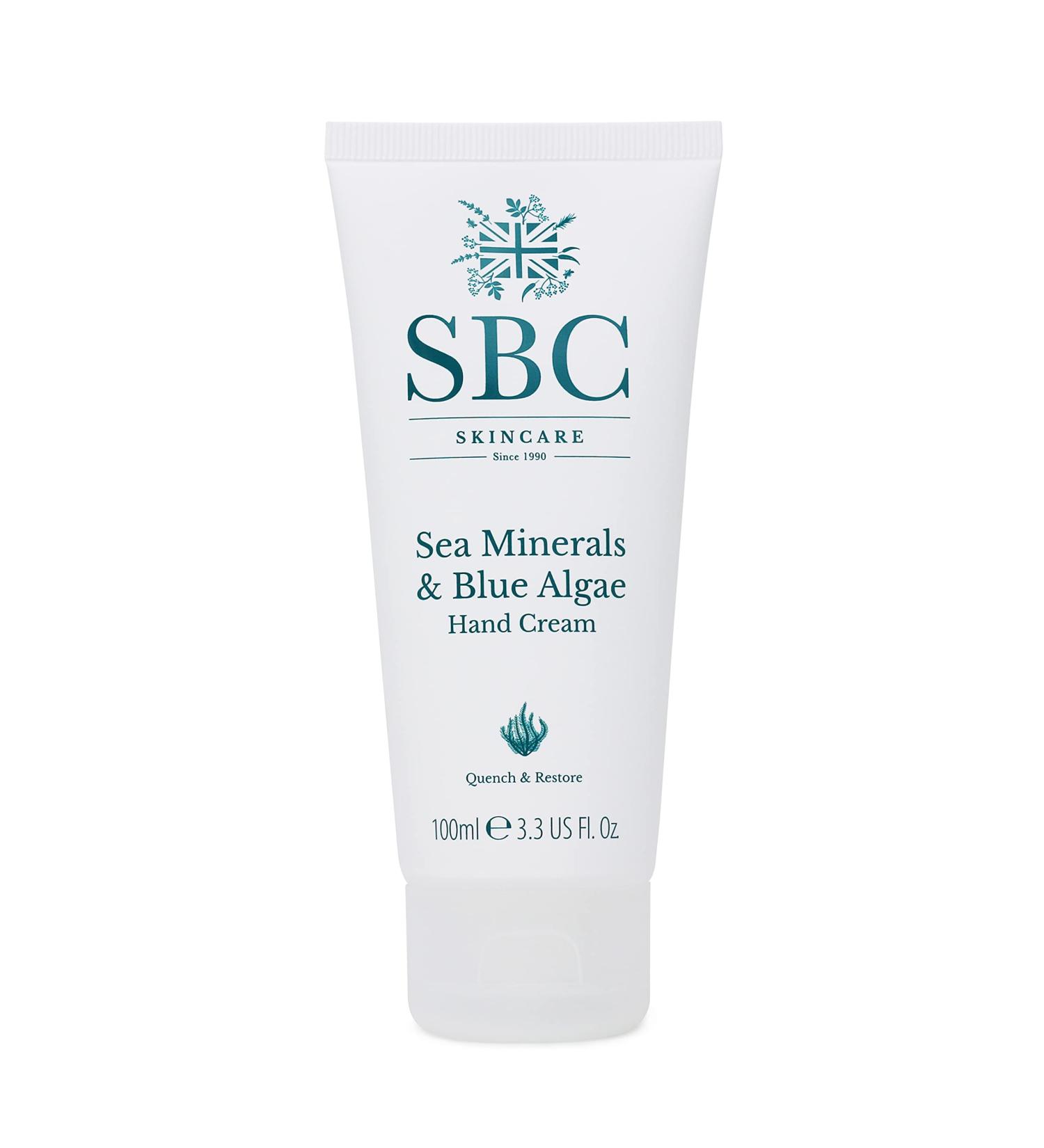 SBC Skincare Sea Minerals & Blue Algae Hand Cream 100ml Fragranced Hydrating Vegan Friendly Hand Lotion For Dry Hands
