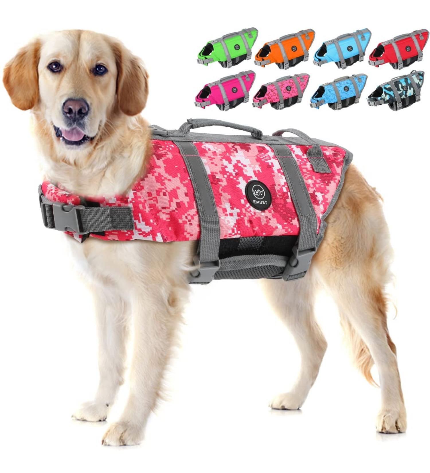 Emust Life Vest for Dogs - High Buoyancy Pink Camouflage Life Jacket for Small Medium & Large Dogs - Perfect for Swimming & Boating - Buy Online on GoSupps.com