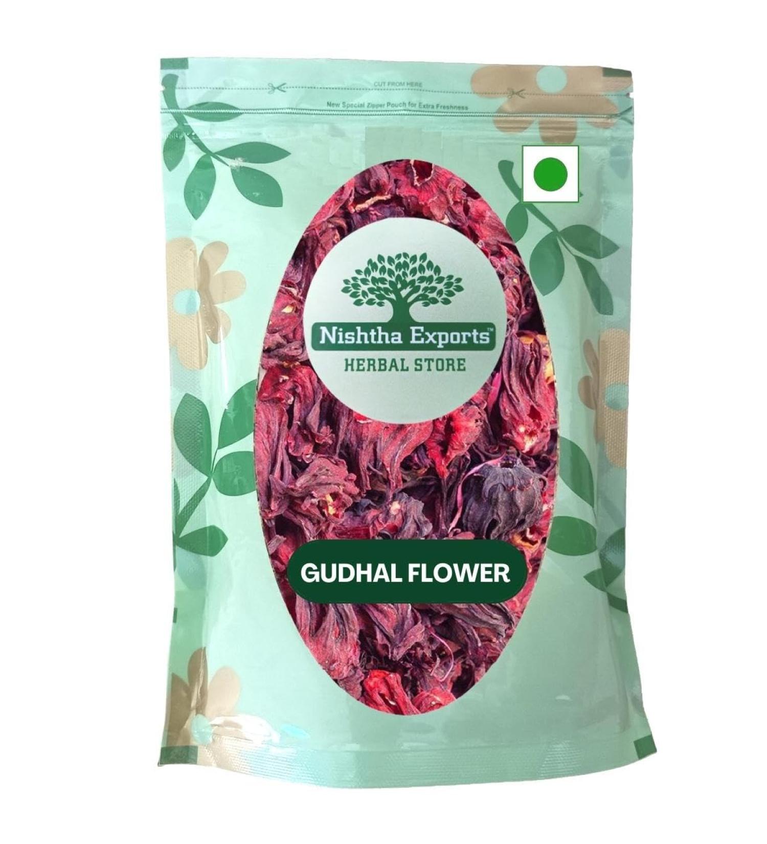 Gudhal Phool-Hibiscus Flower-Raw Herbs-Gudhal Flower-Hibiscus Rosa-Sinensis-Single Herbs-Jadi Booti (100 Gram) 100GM - Buy Online on GoSupps.com