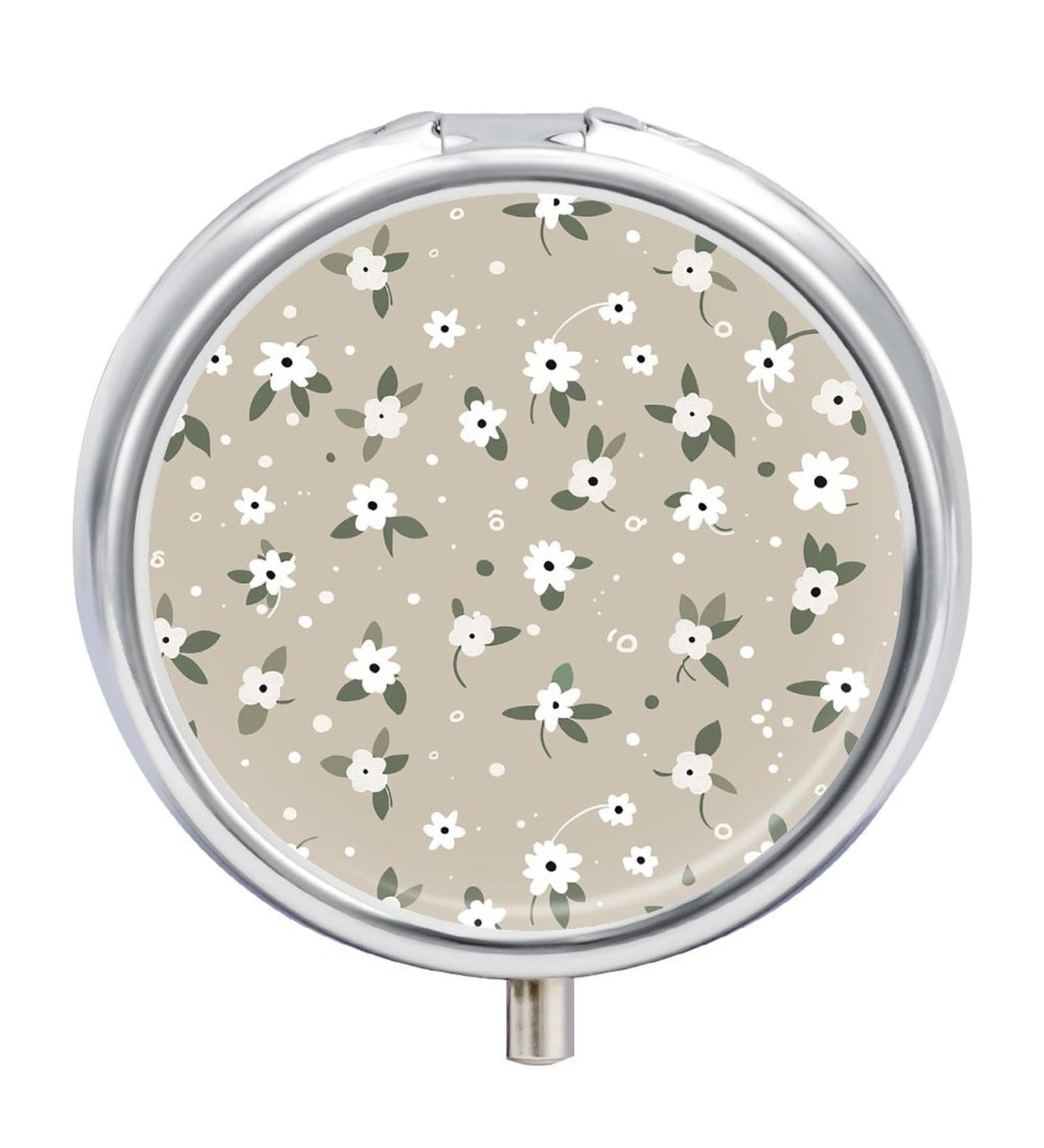 Travel Pill Box - 3 Compartment Portable Pill Organizer with Black Lines - Small Round Medicine Case for Purse & Pocket - Buy Online on GoSupps.com