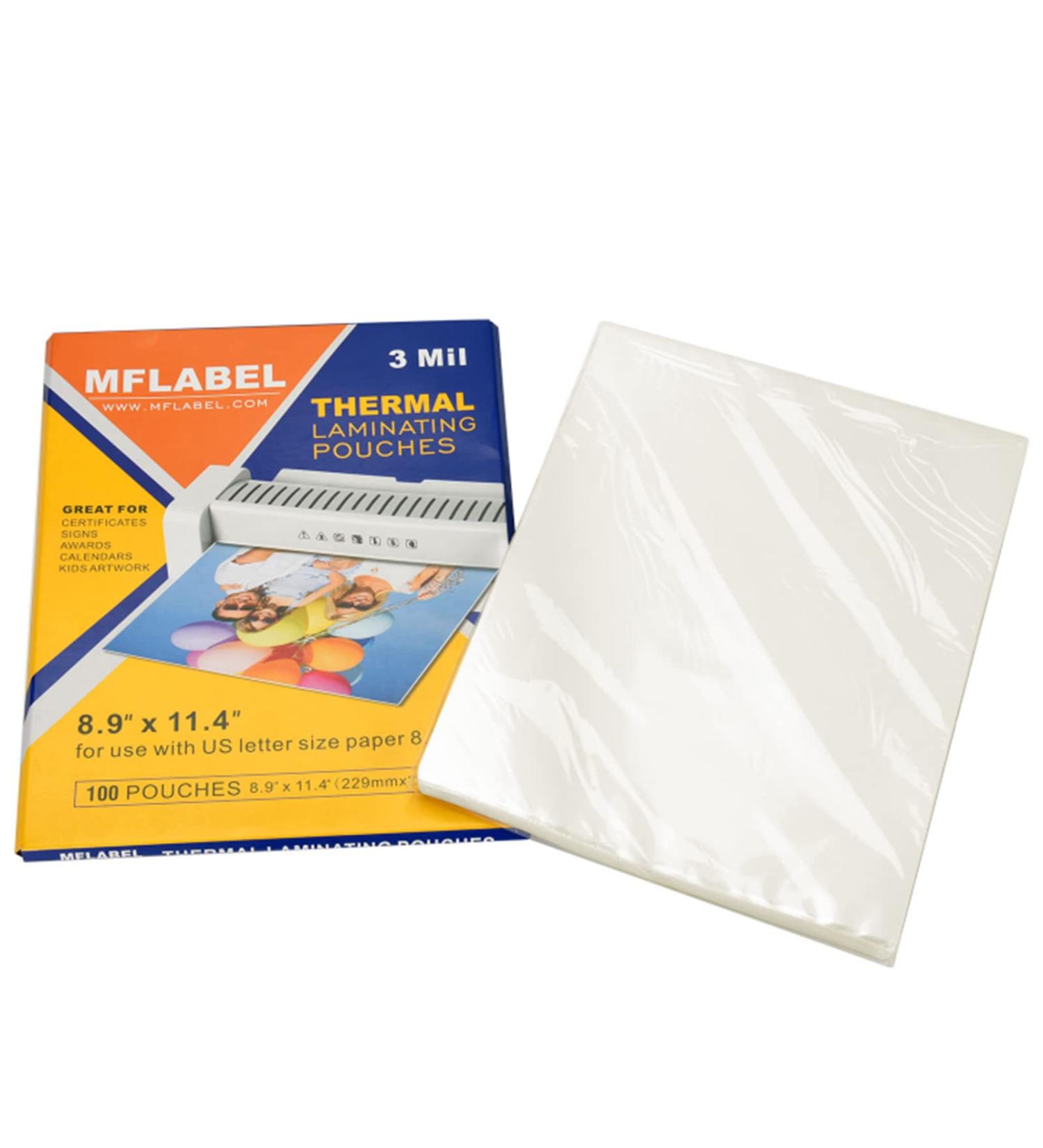 MFLABEL Thermal Laminating Pouches 8.9 x 11.4-Inches 3 mil Thick 100-Pack 100 Pack 3 Mil - Buy Online on GoSupps.com