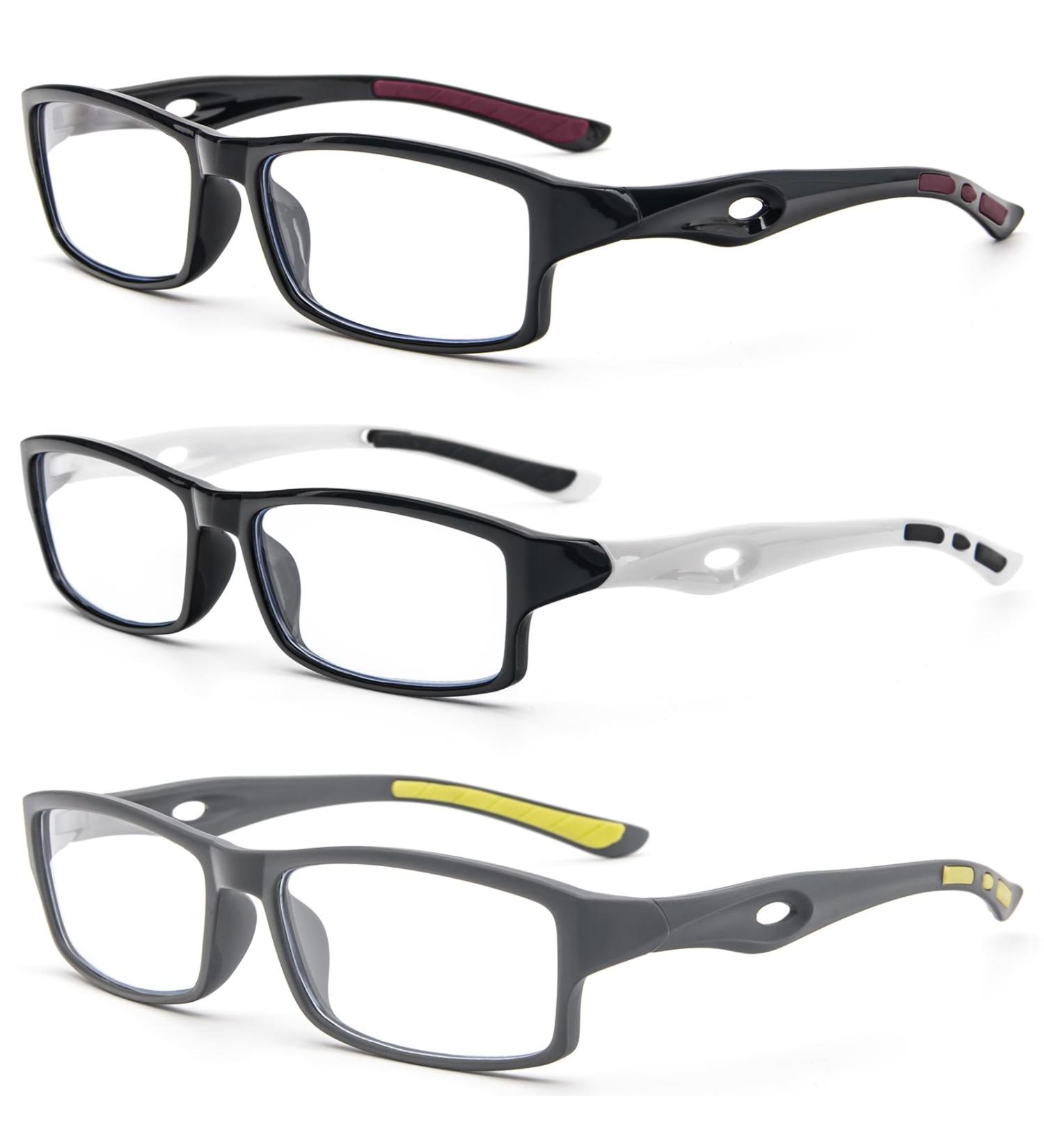 Kokobin 3-Pack TR90 Flexible Anti-Blue Light Reading Glasses for Women - Black White Gray | Stylish Eye Protection - Buy Online on GoSupps.com