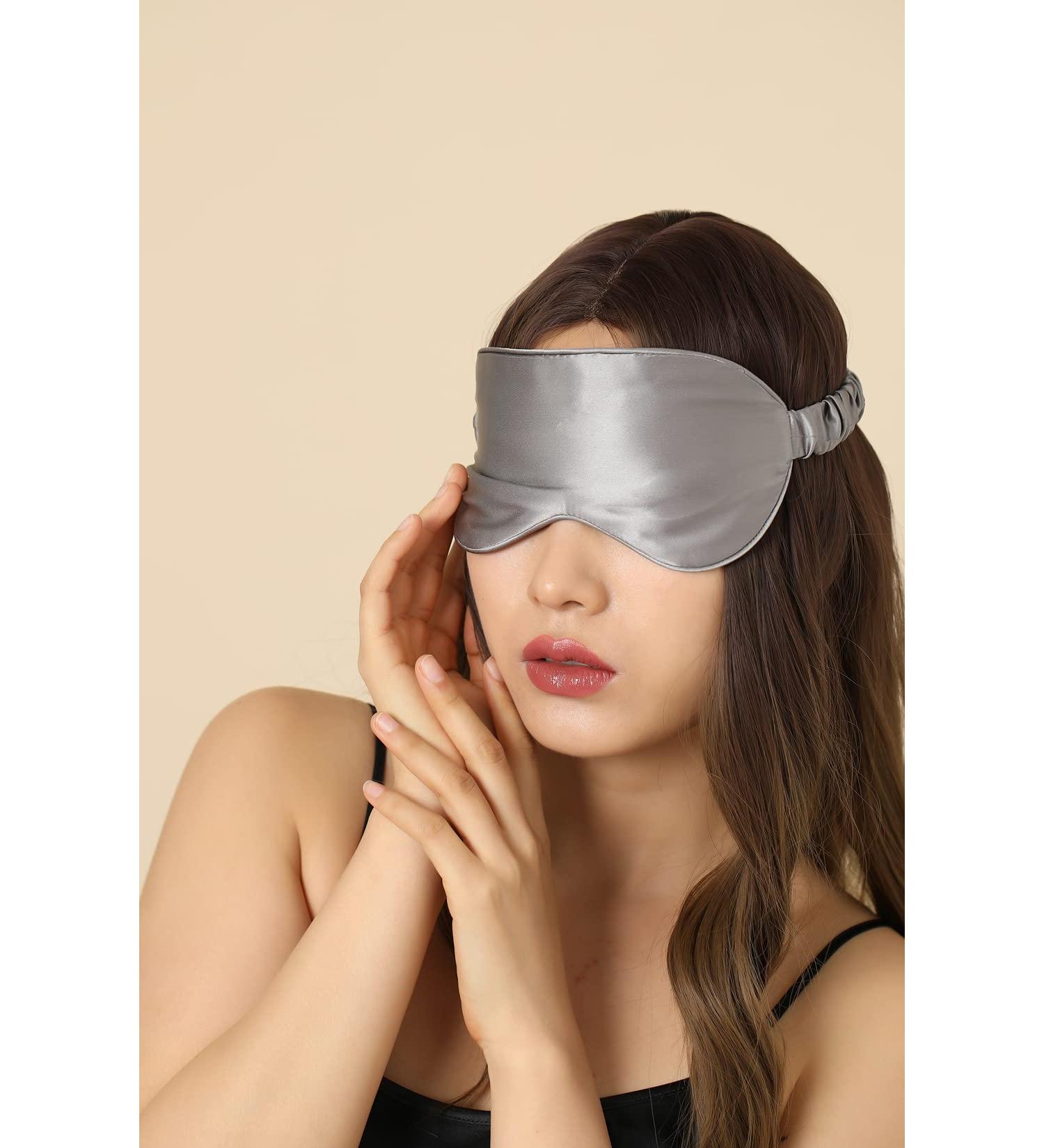CloverSilk 30 Momme Silk Sleep Eye Mask 100% Top Grade 7A Mulberry Silk Sleeping Mask with Elastic Strap Soft Smooth Durable Blindfold for Full Night Sleep Travel Nap - Light Grey Light Grey 30 Momme