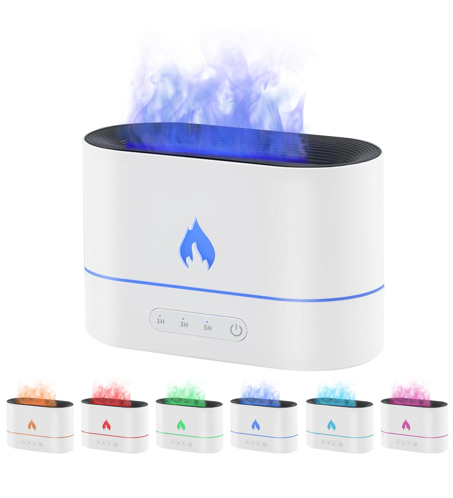 McBazel 200ml Aroma Diffuser with Flames Effect | 3-in-1 Humidifier & Essential Oil Diffuser | Waterless Auto Shut-Off - White - Buy Online on GoSupps.com