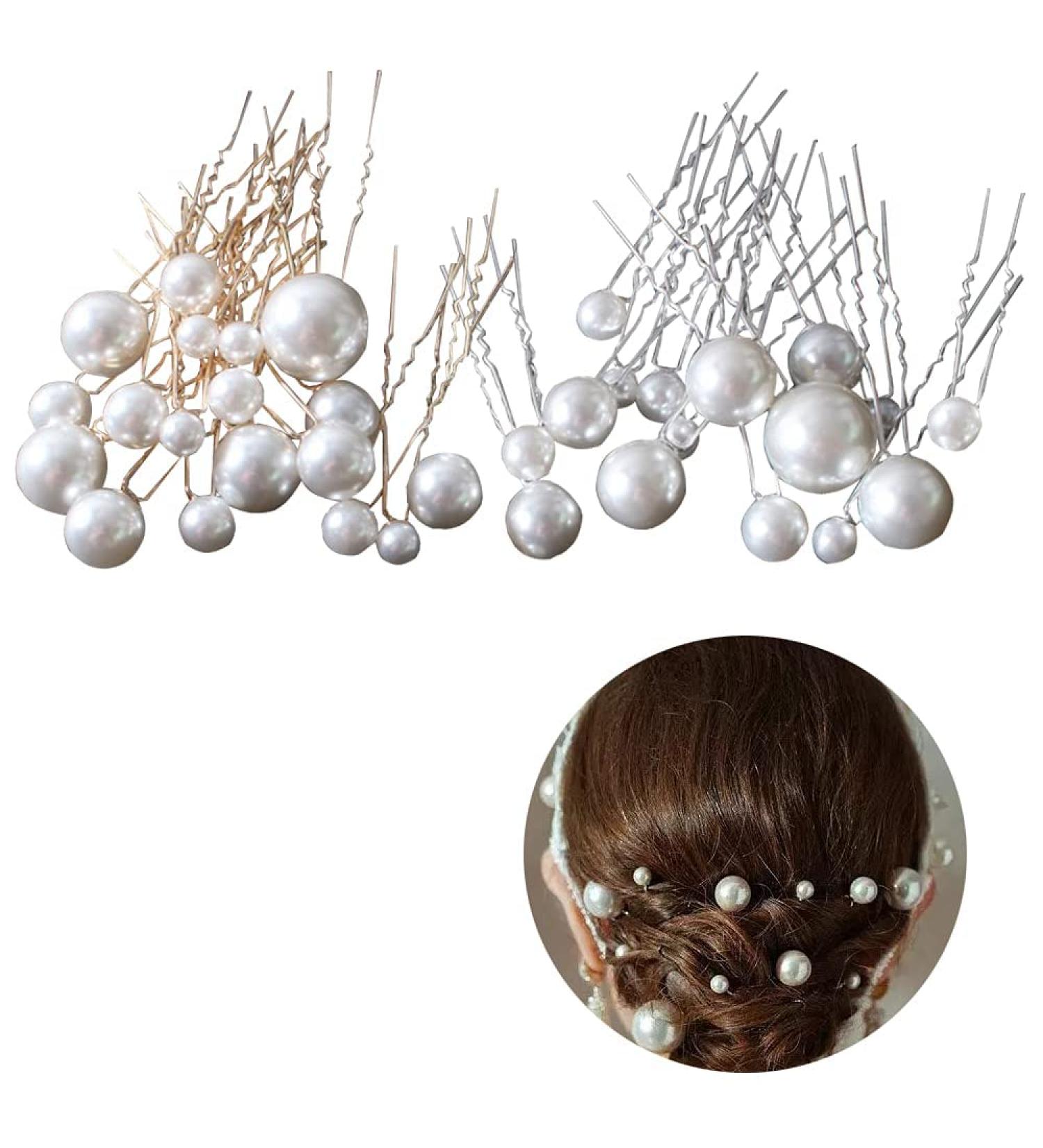 Dzsomt Hair Pearls for Weddings - 36 U-Shape Hairpins & Needles | Elegant Bride Accessories | Perfect for Prom & Parties - Buy Online on GoSupps.com