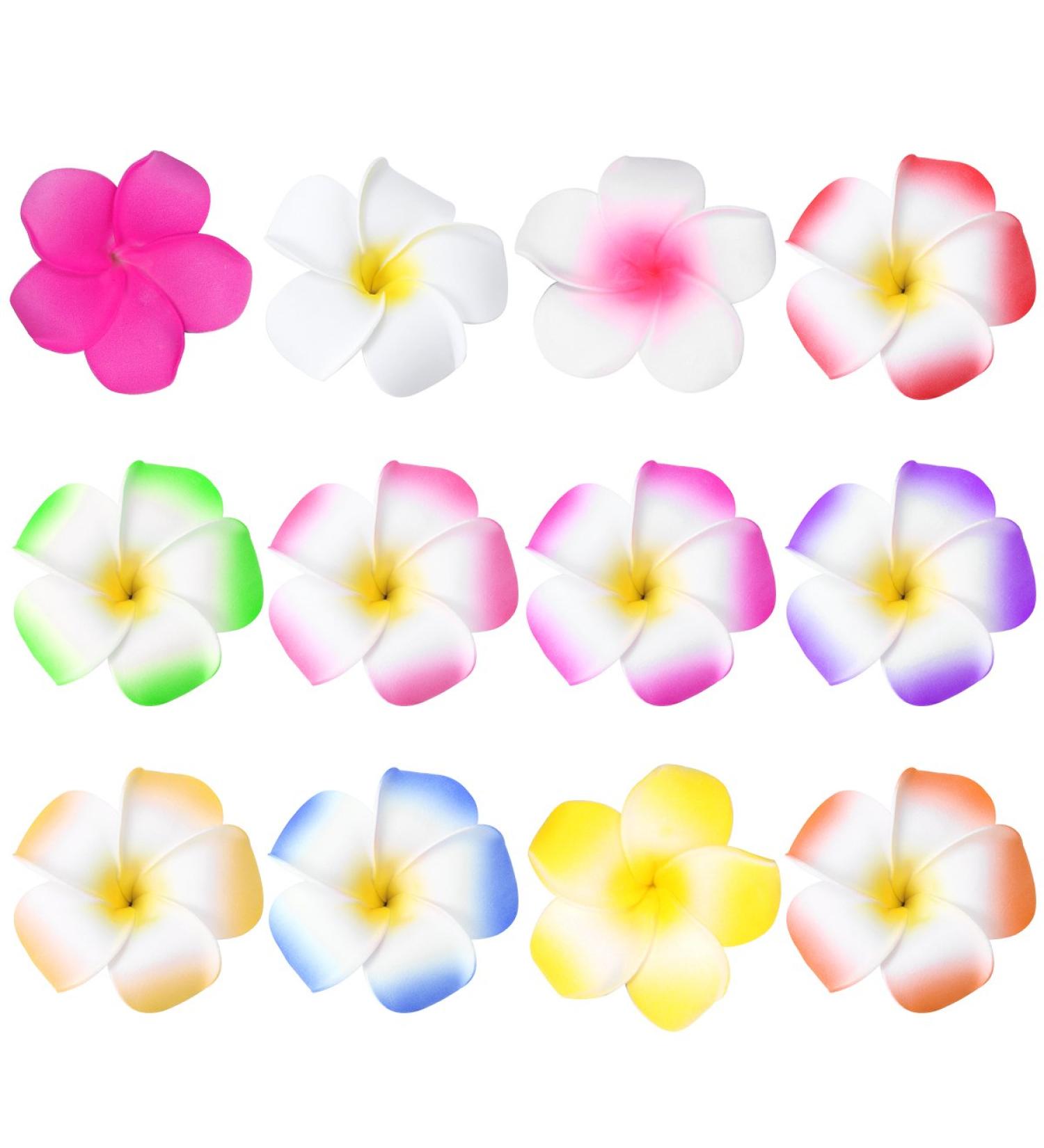 Hawaiian Plumeria Hair Clip Set - 24 Foam Hairpins in 12 Colors for Summer Beach Parties & Weddings - Buy Online on GoSupps.com