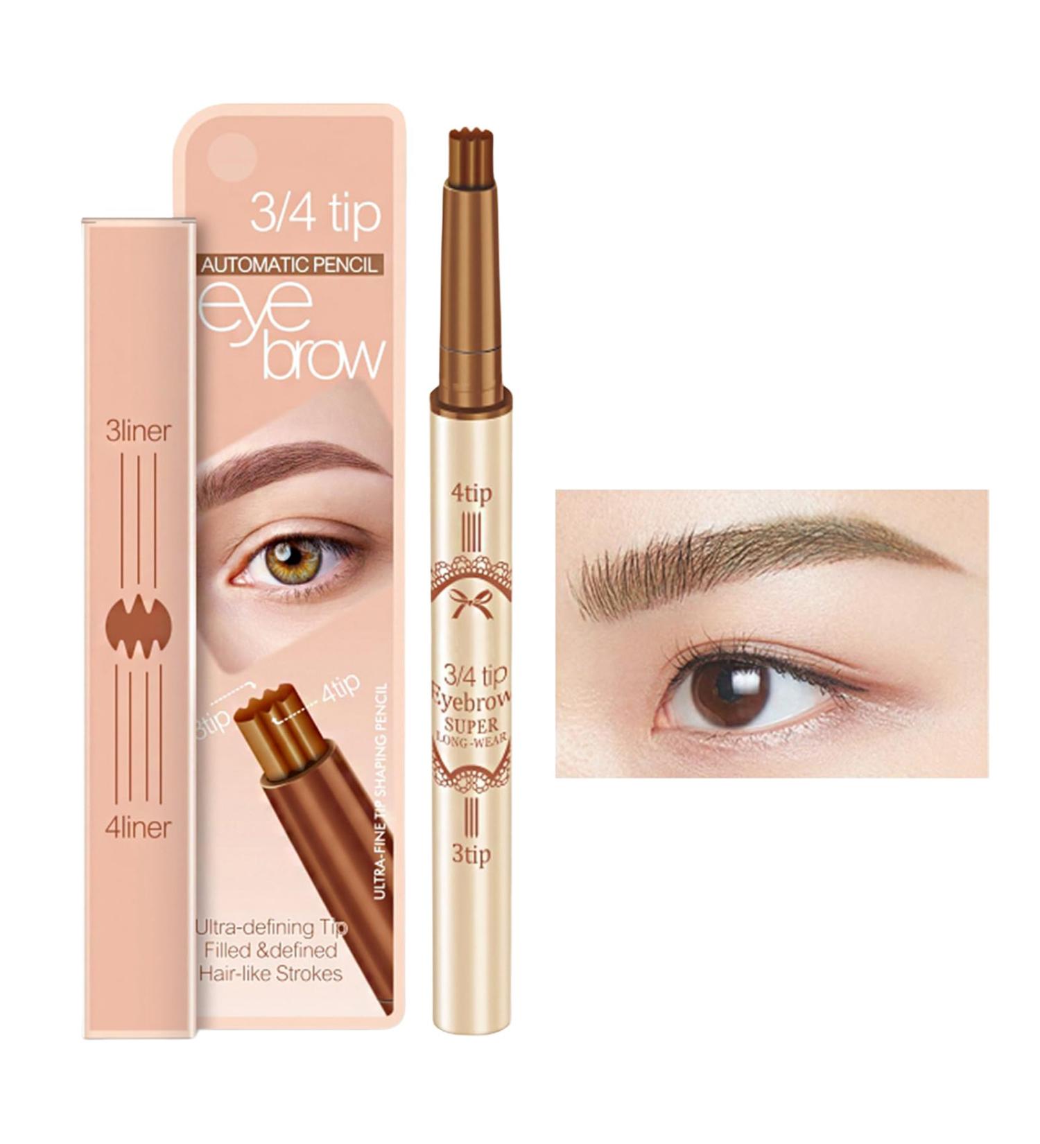 Microblading Eyebrow | Waterproof Eyebrow Eyebrow Makeup with Natural-Looking Microblading Eye Brow Pencil with -4 Tip for Mother Makeup Lover Pochy Light Brown - Buy Online on GoSupps.com