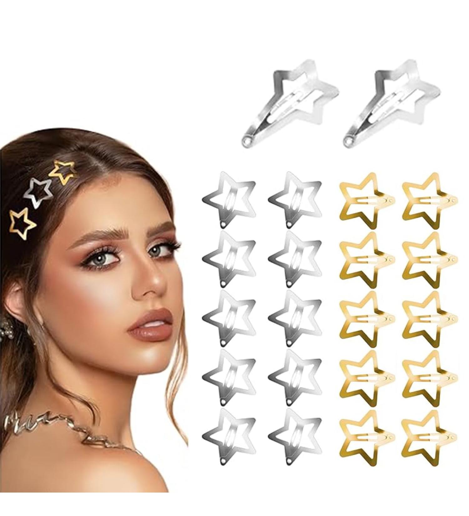 QOWUXHZ 20 Pieces Hair Clips Silver Star Hair Clips Star Hair Clips Metal Star Hair Clips Hair Accessories for Girls Women with 2 Meteor Hair - Buy Online on GoSupps.com
