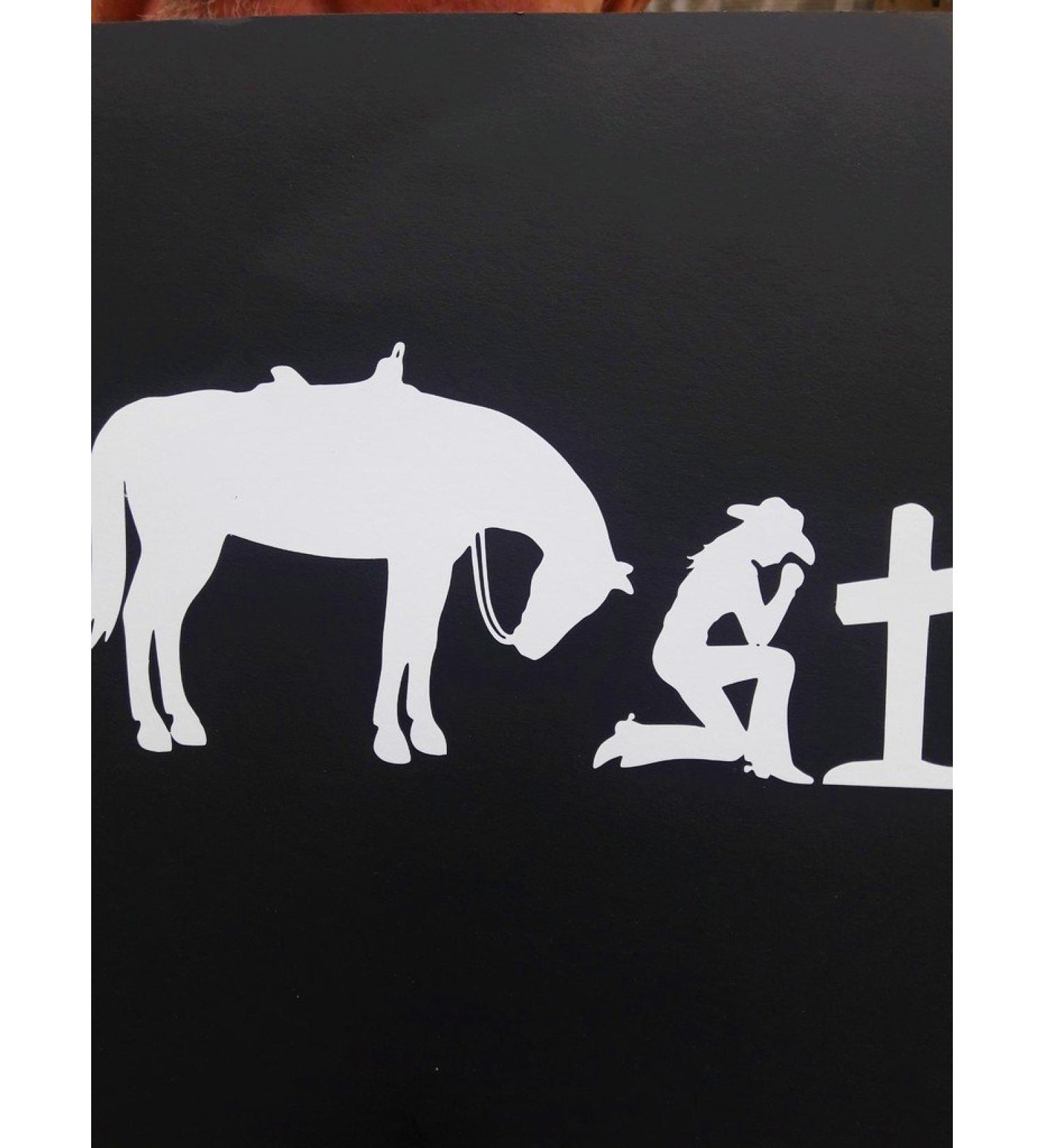 Christian Cowgirl Praying Cross Horse Vinyl Decal Sticker - White - 7 x 3 - For Cars, Trucks, SUVs, Laptops, Tool Boxes, and Wall Art - CGS278 - Buy Online on GoSupps.com