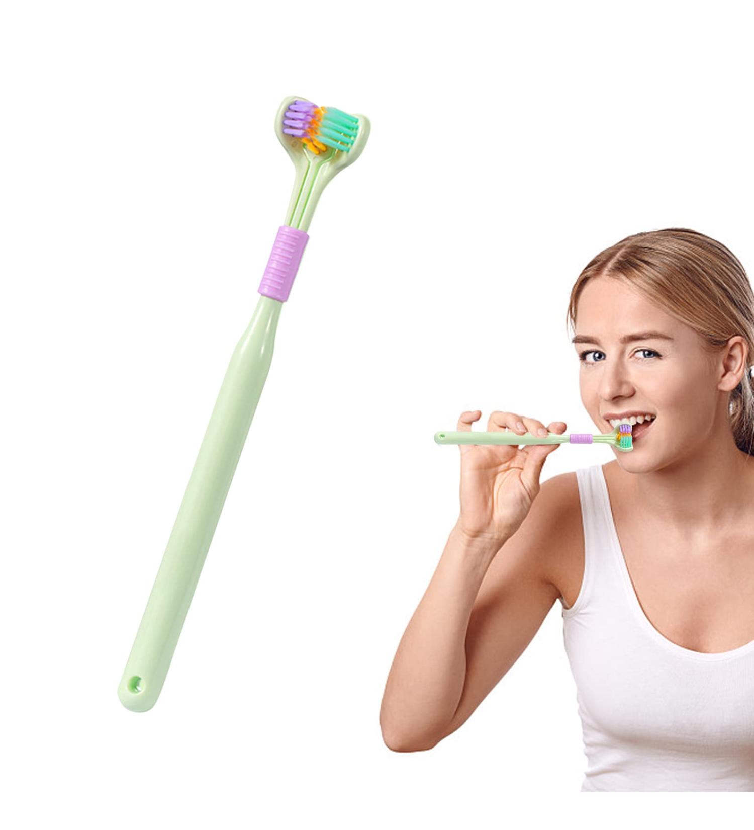 Toothbrush for Special Needs | V-Shape Extra Soft 3-Page Cleaning Brush with Non-Slip Handle - Itrimaka Green - Buy Online on GoSupps.com
