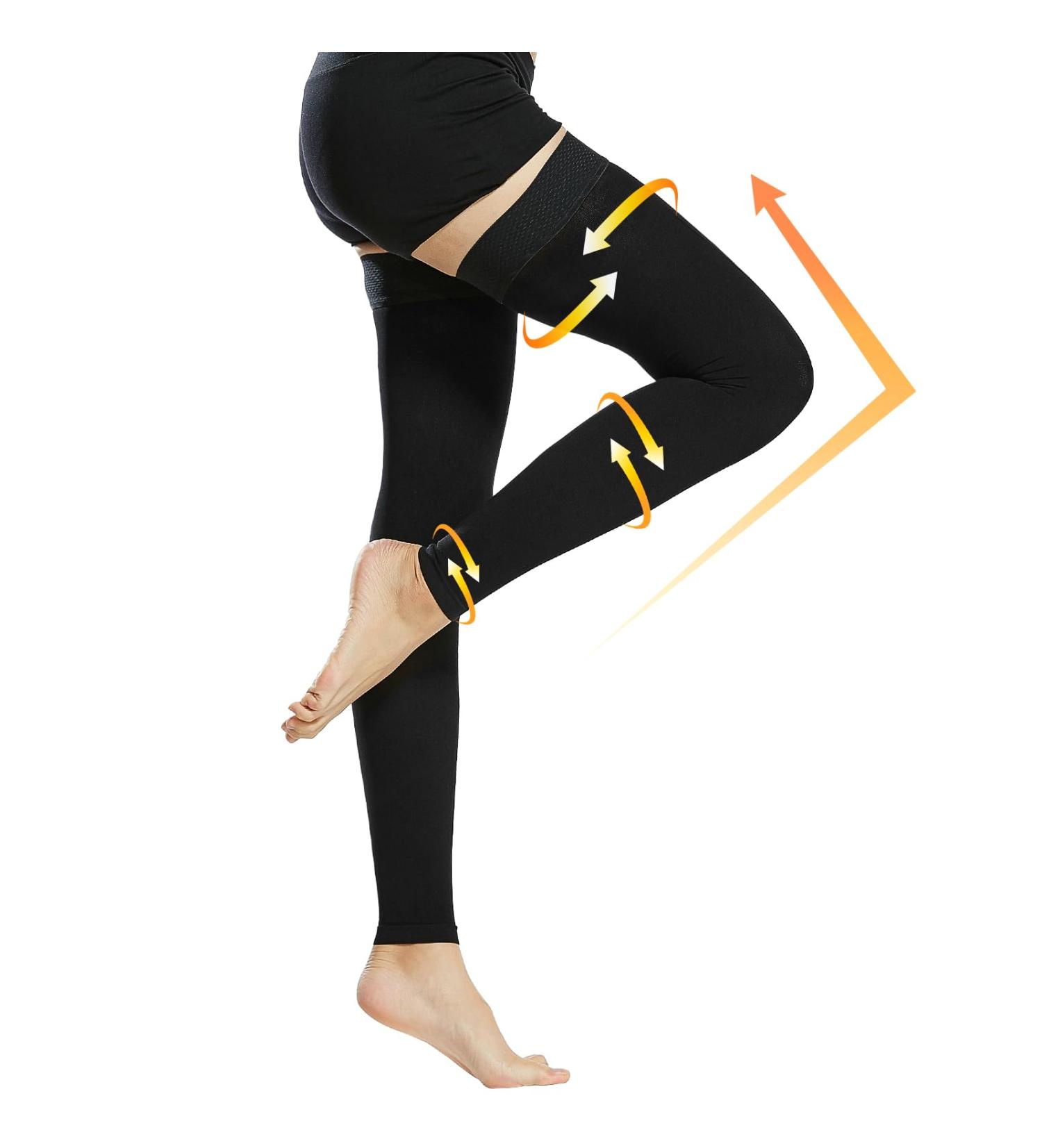 Beister 15-20 mmHg Thigh High Compression Stockings - Medical Grade Footless Sleeves for Varicose Veins, Edema, DVT - Black XL - Buy Online on GoSupps.com