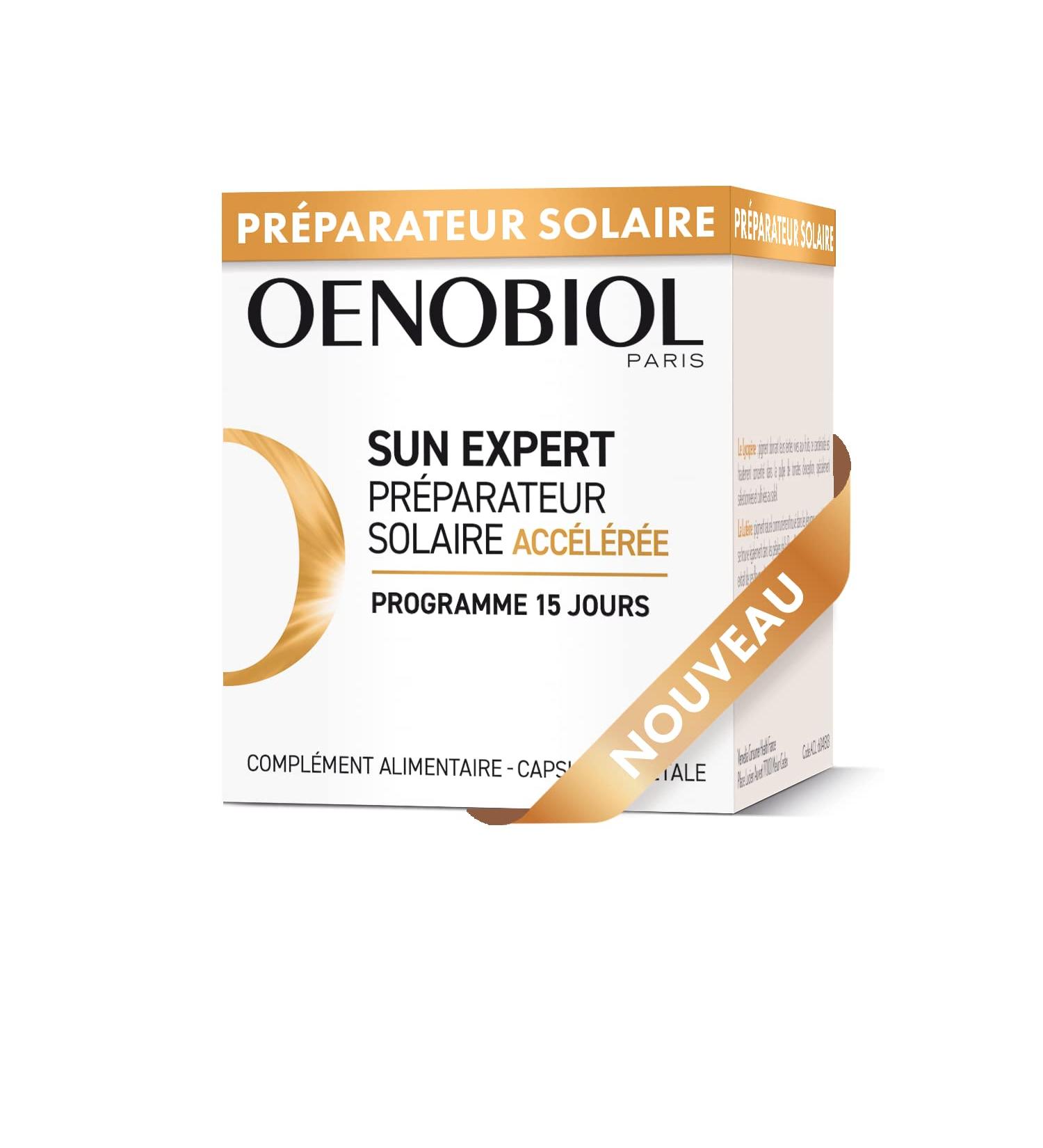 OENOBIOL Sun Expert Accelerated Sun Preparation - Anti-Oxidant Cellular Protection - Promotes Intense and Radiant Tan - Food Supplement 15 Vegetable Capsules 15 Days - Buy Online on GoSupps.com