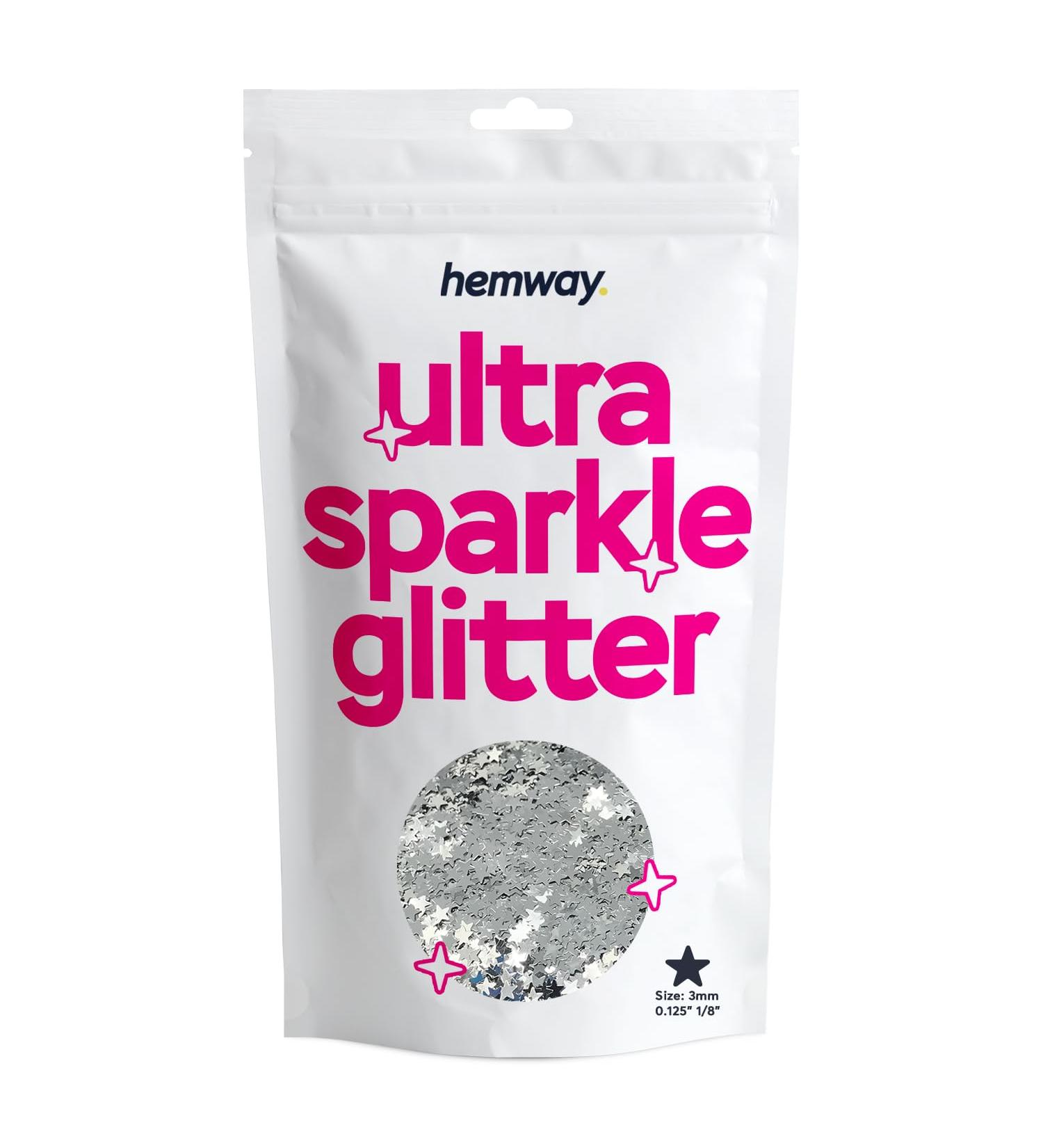 Hemway Ultra Shine Fine Glitter - Silver Stars 100g | Cosmetic Safe for Crafting Weddings & Art Decor - Buy Online on GoSupps.com