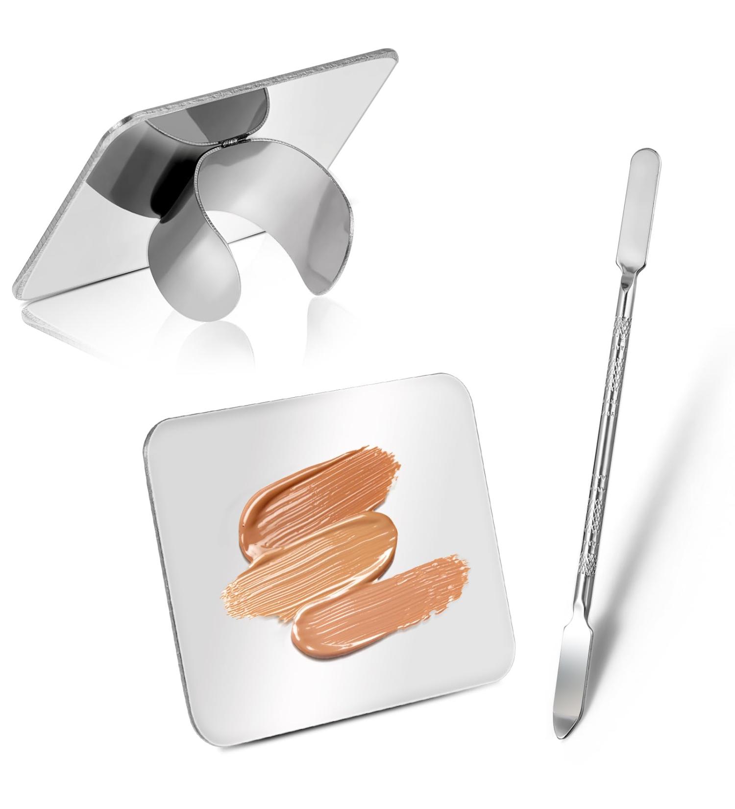 Buy Makeup Mixing Palette & Spatula - Stainless Steel Makeup Mixing Tray for Foundation Eyeshadow & Nail Art - International Shipping Available - Buy Online on GoSupps.com