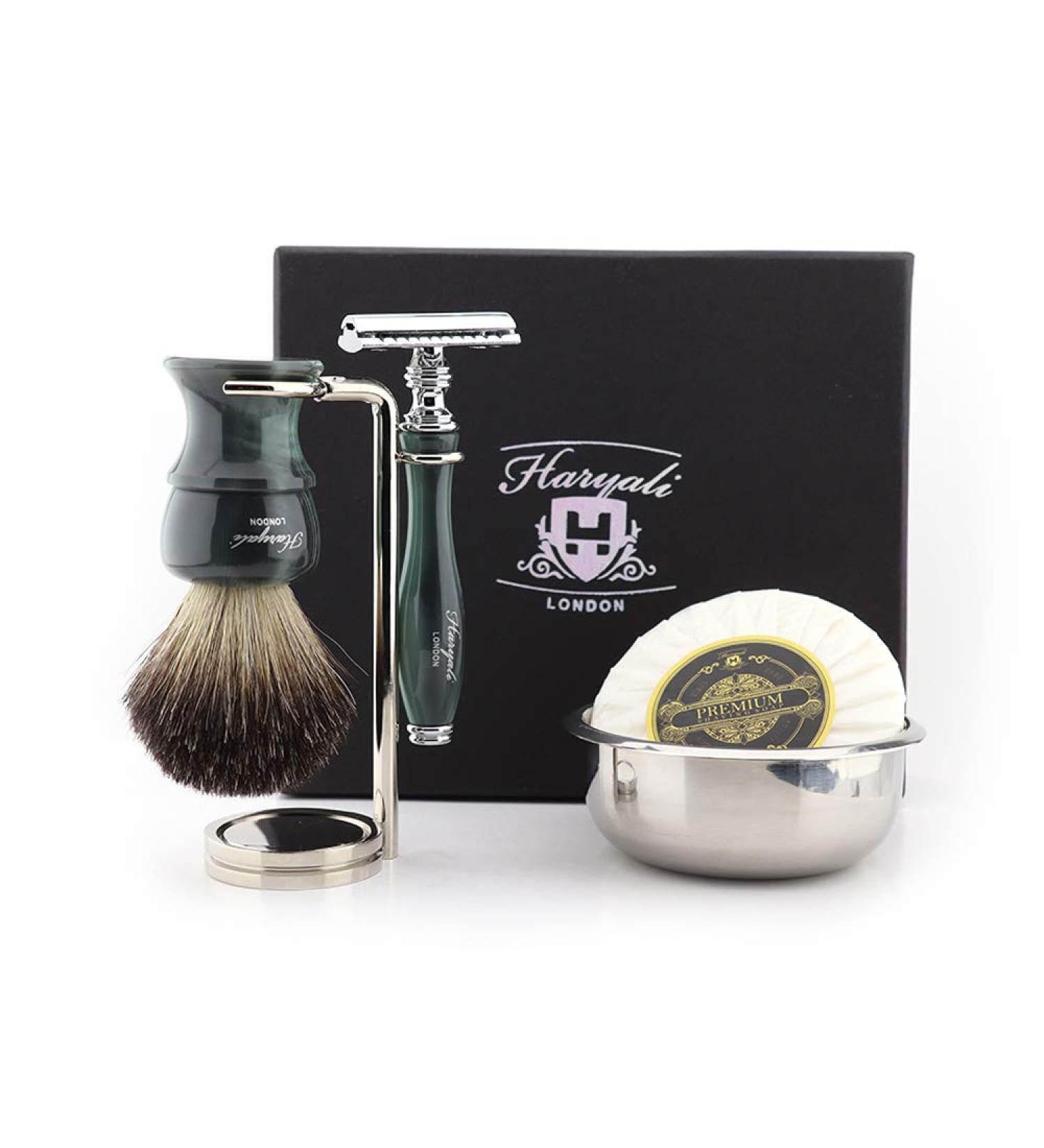 Buy Haryali London 5-Part Shaving Set for Men - Double-Sided Razor Bowl & Soap Premium Grooming Kit - Buy Online on GoSupps.com