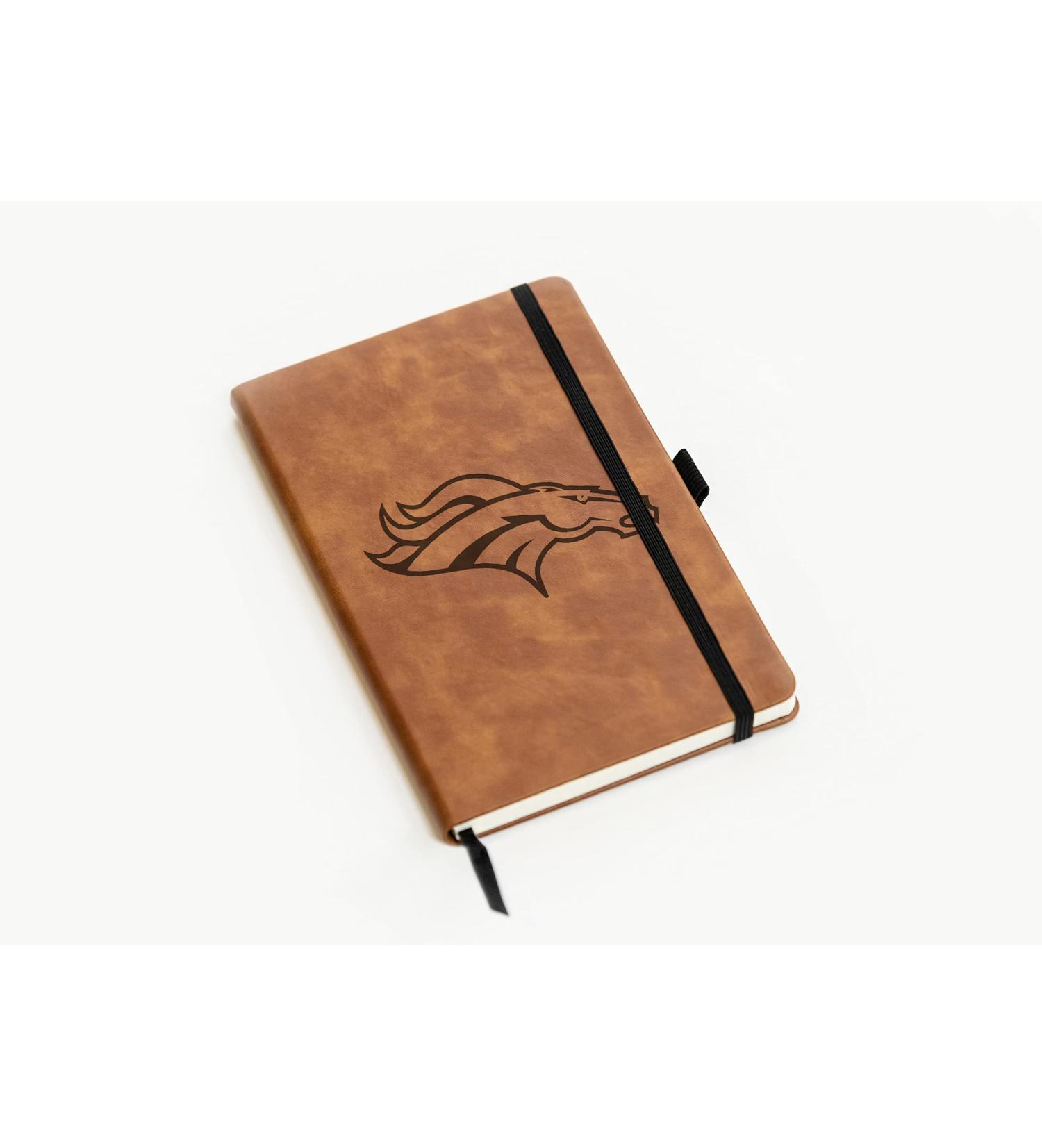 Rico Industries NFL Denver Broncos Brown Laser Engraved Small Notepad Jounral/Notepad 8.25" x 5.25"- Office Accessory - Buy Online on GoSupps.com