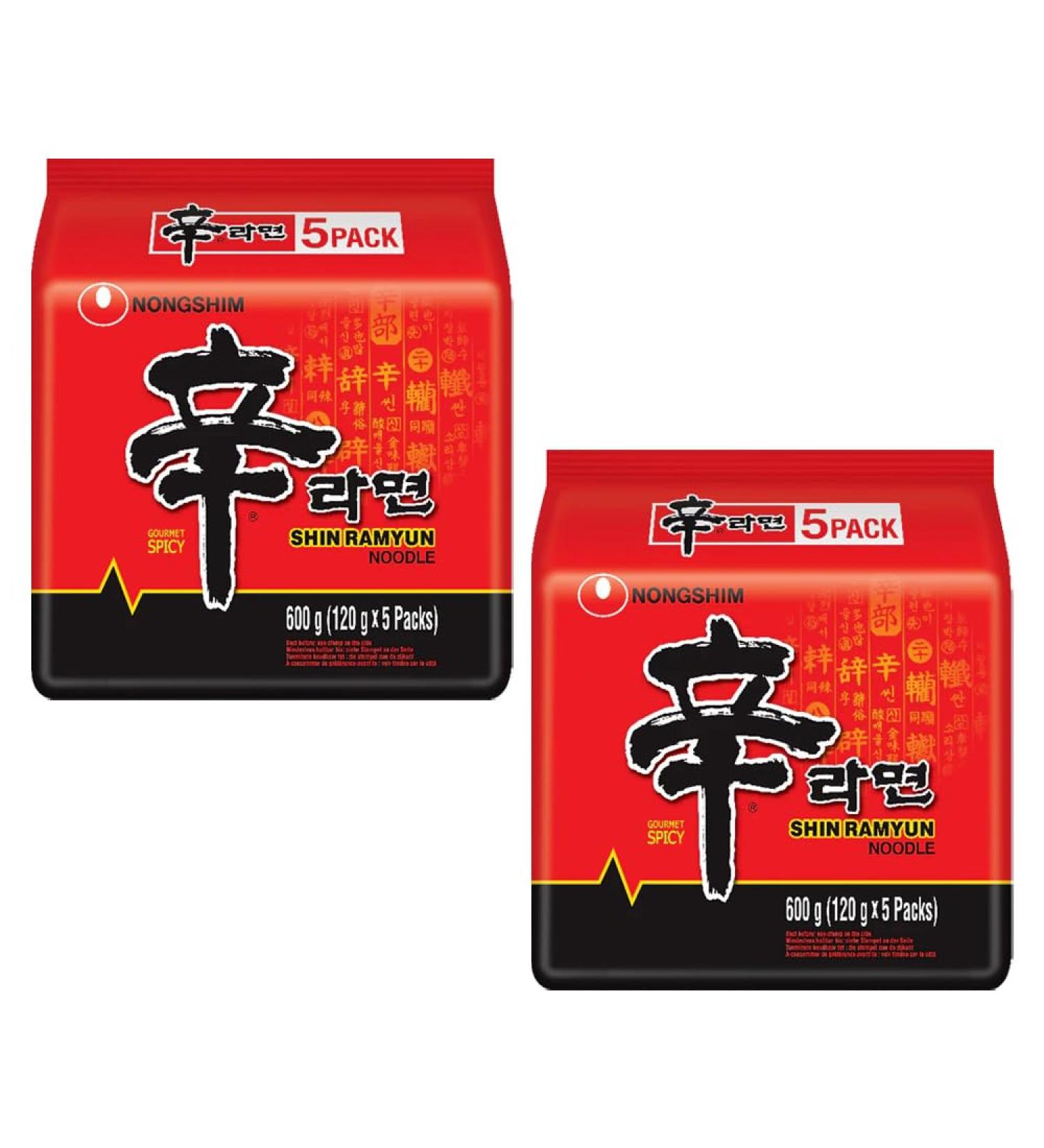 Nongshim Spicy Shin Ramyun Noodle Soup in Single Packs 120g x 10 (10 Pack Case /1.2 kg Total) - Buy Online on GoSupps.com