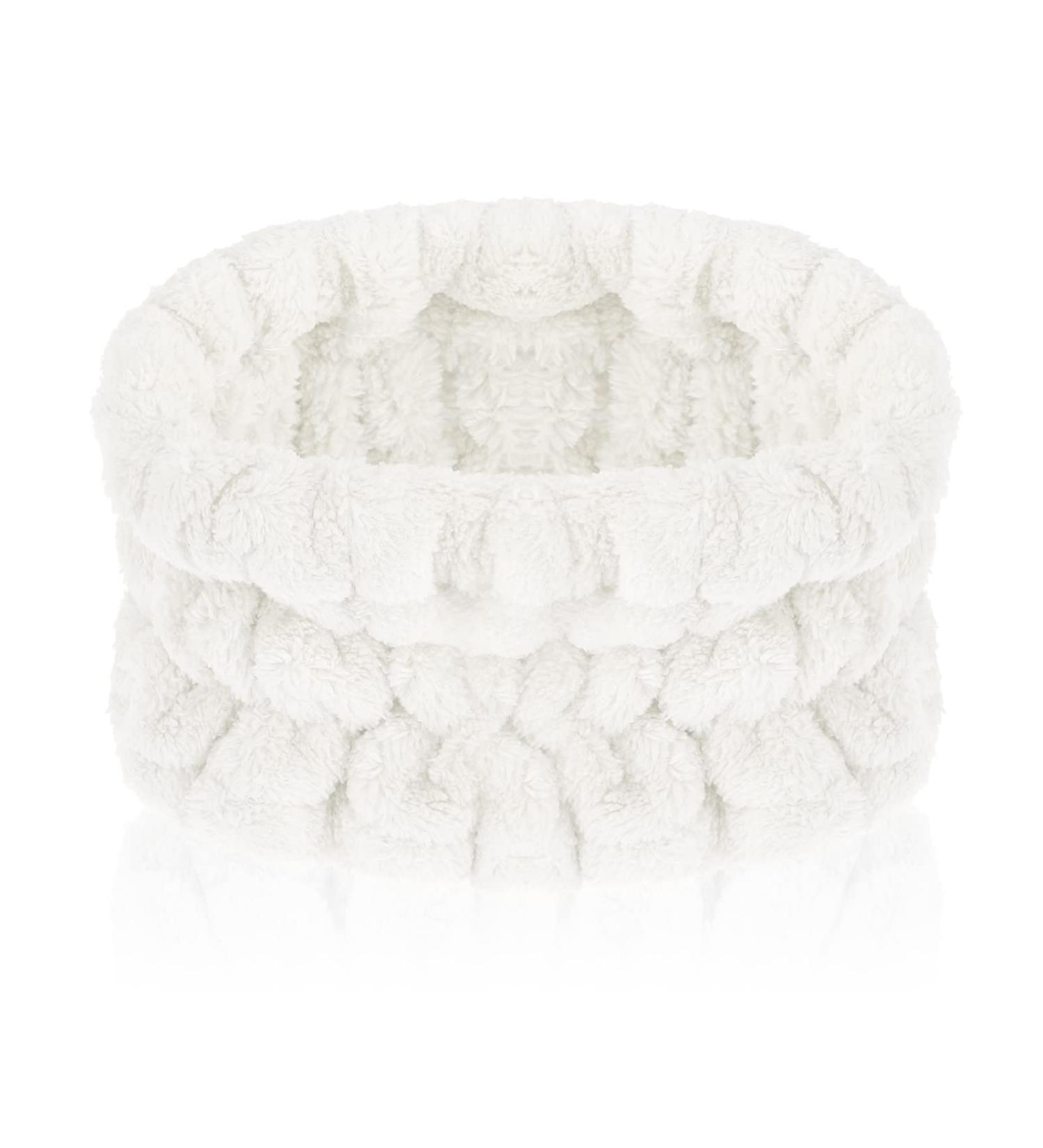 Sibba 1 Piece Spa Headband For Washing Face Wash Makeup Sports Shower Wide Hair Band Headpiece Puffy Fuzzy Fluffy Cloth Head Hairband Wristband Facial Beauty Wrap Women Girls (White) - Buy Online on GoSupps.com