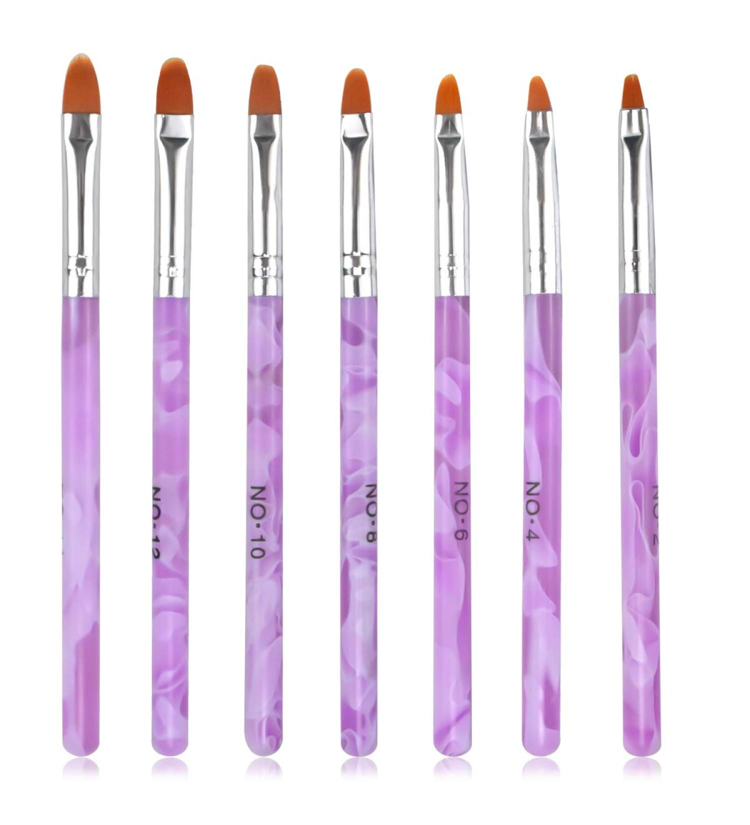 Jinlaili 7PCS Nail Art Brush Set - Purple Nail Tips Builder Brush Set for UV Gel & Acrylic Nails - Nail Design Painting Kit for Home Salon - Buy Online on GoSupps.com