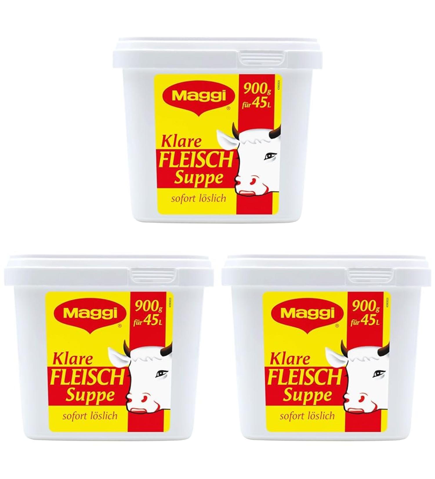 Maggi Clear meat soup made of meat extract with herbal insert & finely chopped vegetables immediately soluble 3 -pack (1 x 900g gastro box) herbs 900 g (3 Pack)