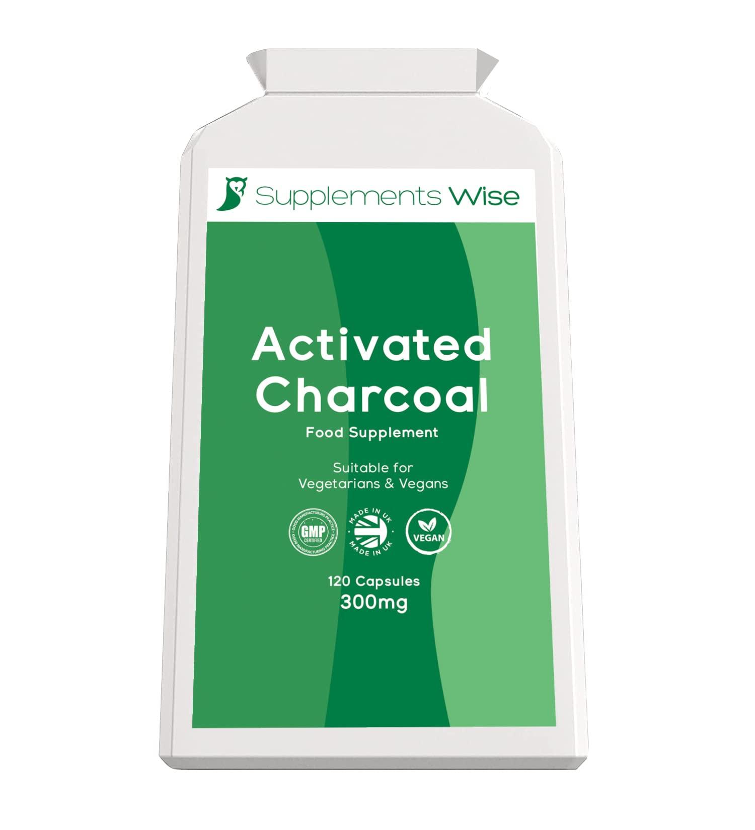 120 x 300mg Activated Charcoal Capsules for Flatulence Relief - Pure Coconut Charcoal Tablets for Trapped Wind - Natural Active Charcoal Powder - Buy Online on GoSupps.com