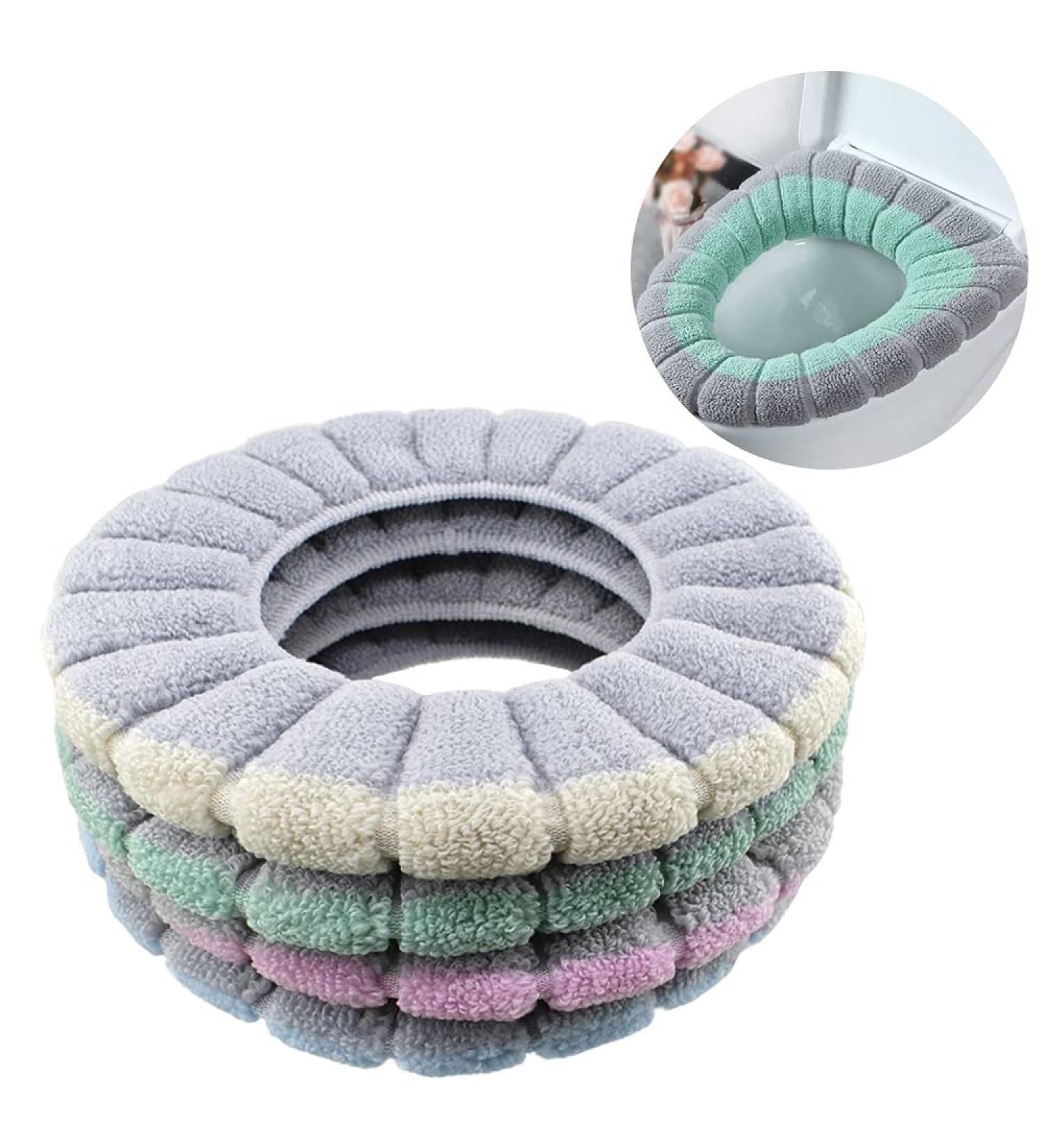 4Pcs Soft Toilet Seat Cover Pads | Thicker, Warmer & Washable | Fits All Oval Toilet Seats - Buy Online on GoSupps.com