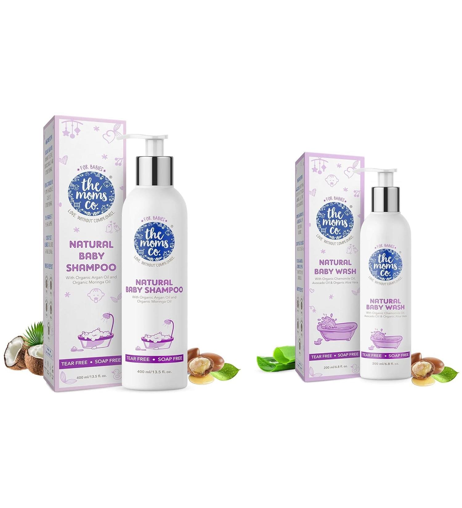 YANG Tear-Free Natural Baby Shampoo (400ml) & Tear-Free Natural Baby Wash with Calendula Avocado Oils and USDA-Certified Organic Oils Like Argan Chamomile (200 ml) - Buy Online on GoSupps.com