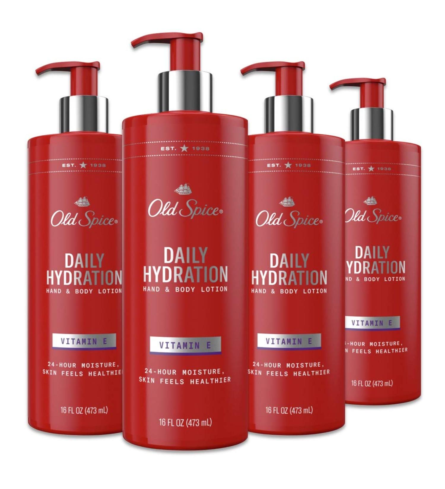 Old Spice Daily Hydration Hand & Body Lotion 16 Fl Oz, Pack of 4 - Vitamin E Enriched - Buy Online on GoSupps.com