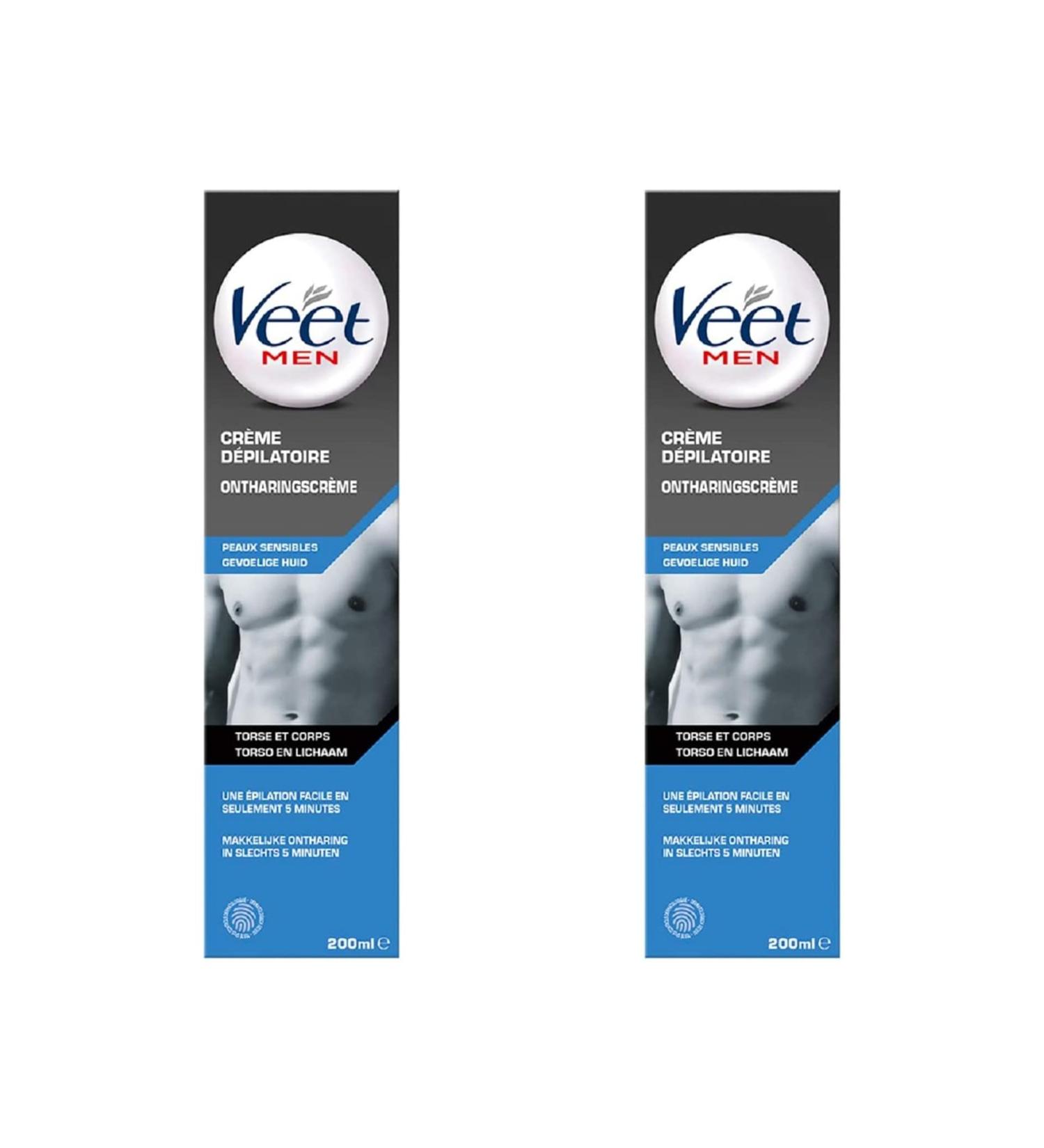 Veet Men Hair Removal Cream for Sensitive Skin 200 ml Pack of 2 - Buy Online on GoSupps.com