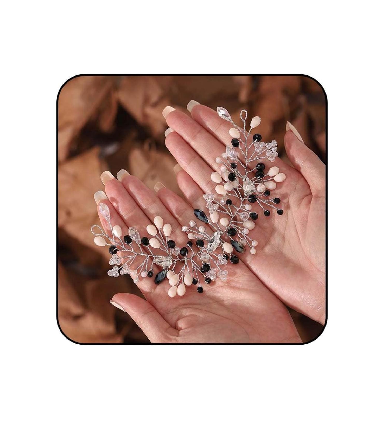 Unicra Bride Wedding Hair Vine Pink Rhinestone Silver Bridal Headband Headpiece Crystal Hair Accessories for Women and Bridesmaid - Buy Online on GoSupps.com