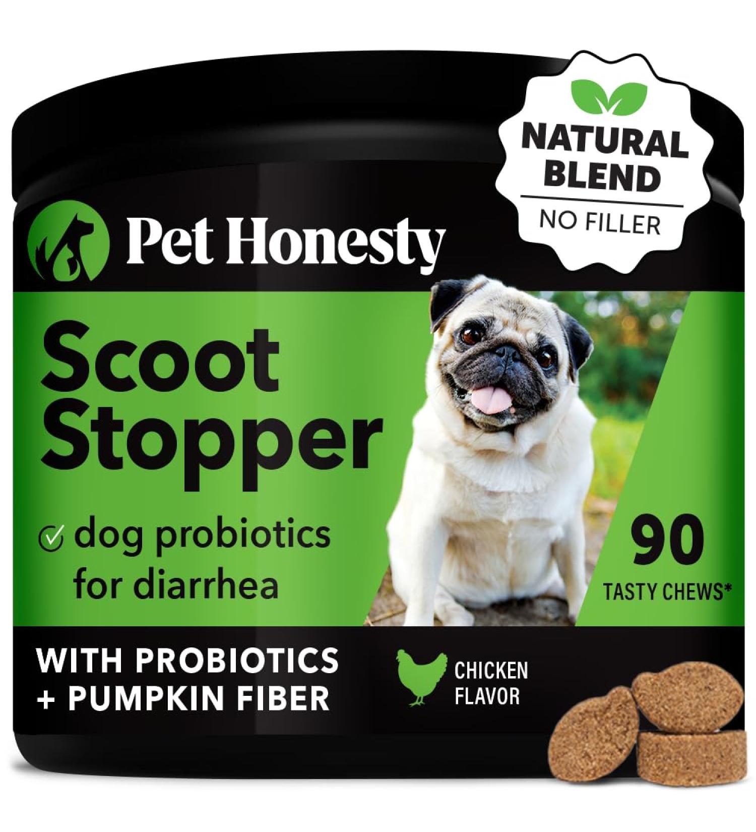 Pet Honesty Scoot Stopper - Digestion & Health Supplement for Dogs - Dog Anal Gland Support Diarrhea & Bowel Support Fiber & Probiotics (90 ct) - Buy Online on GoSupps.com