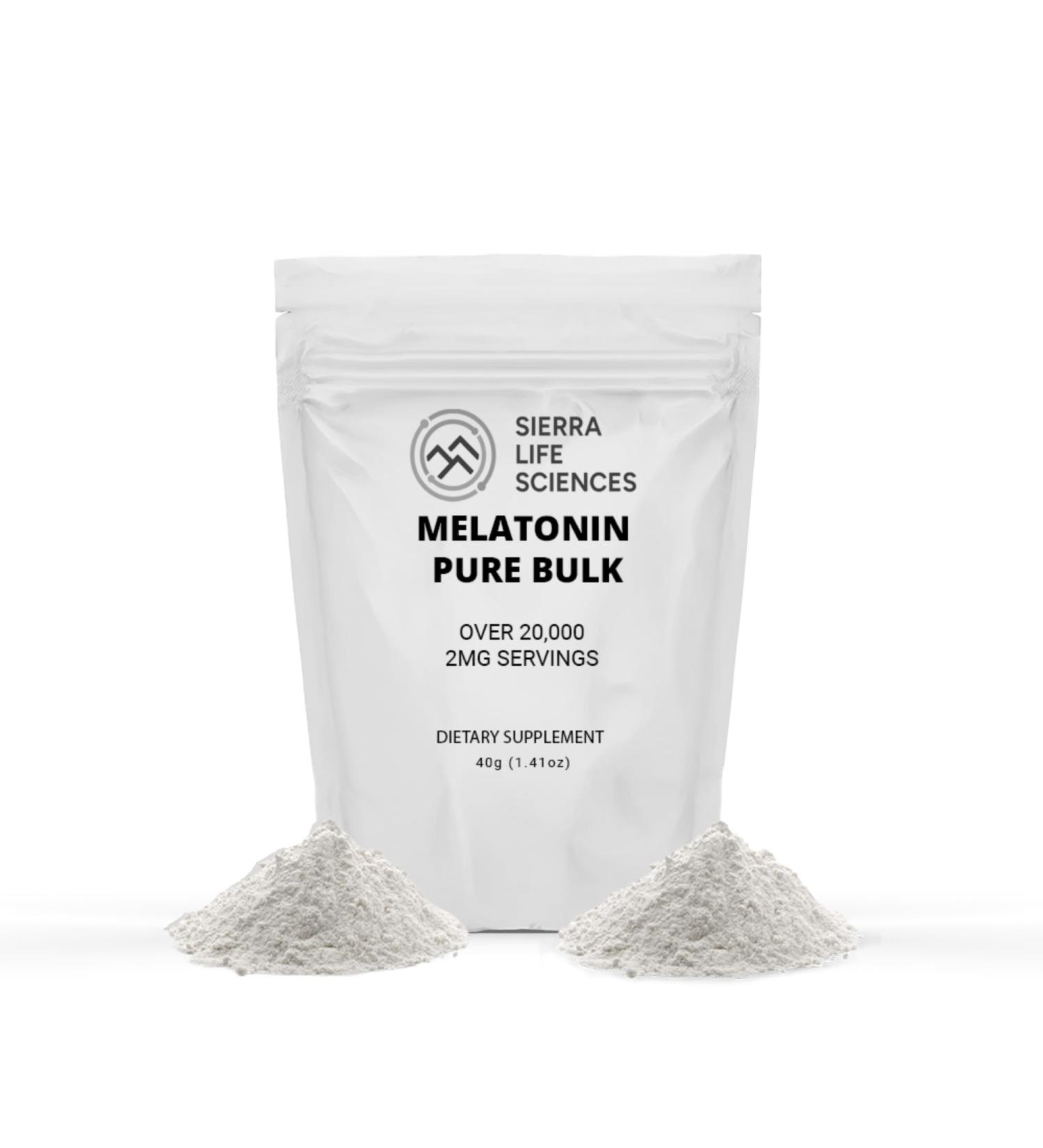 SIERRA LIFE SCIENCES Melatonin | Natural Sleep Aid Bulk Powder | Custom Dose 2mg - 5mg Replace Capsules (40g - 20 000 Doses)