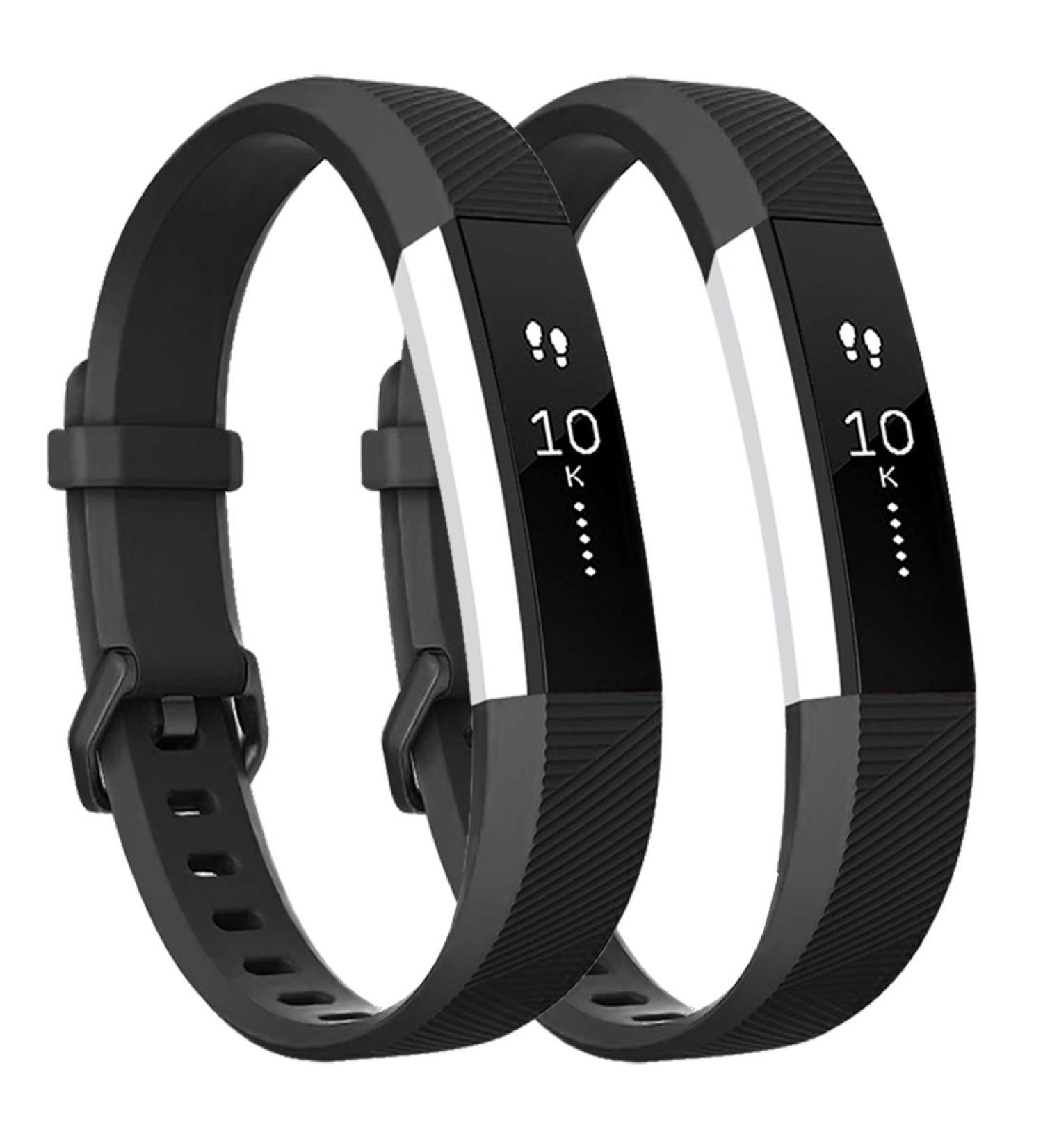 Tobfit 2 Pack Sport Bands Compatible with Fitbit Alta Bands/Alta HR/Ace Soft TPU Replacement Wristbands for Women Men Black/Black Small - Buy Online on GoSupps.com