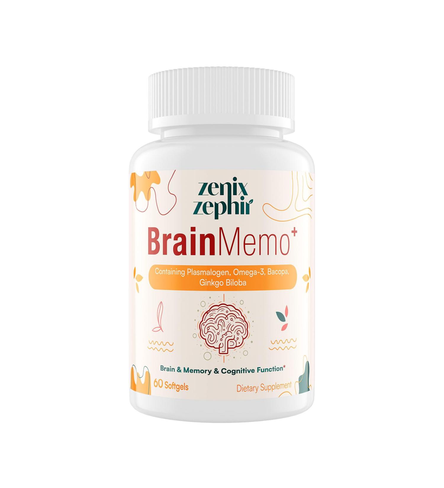 ZenixZephir Memory Focus Supplement - Brain Support with Omega-3 Bacopa and Plasmalogens for Enhanced Cognitive Function - Concentration and Memory - Non-GMO 60 Softgels - Buy Online on GoSupps.com