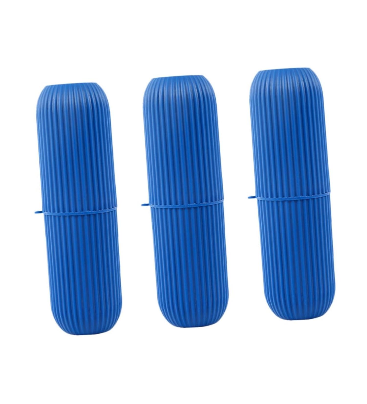 Stobaza 3 Set Toothbrush Covers & Whitening Toothpaste | Travel & Camping Essentials | Sensitive Gums Care | Blue (1 Pack) - Buy Online on GoSupps.com