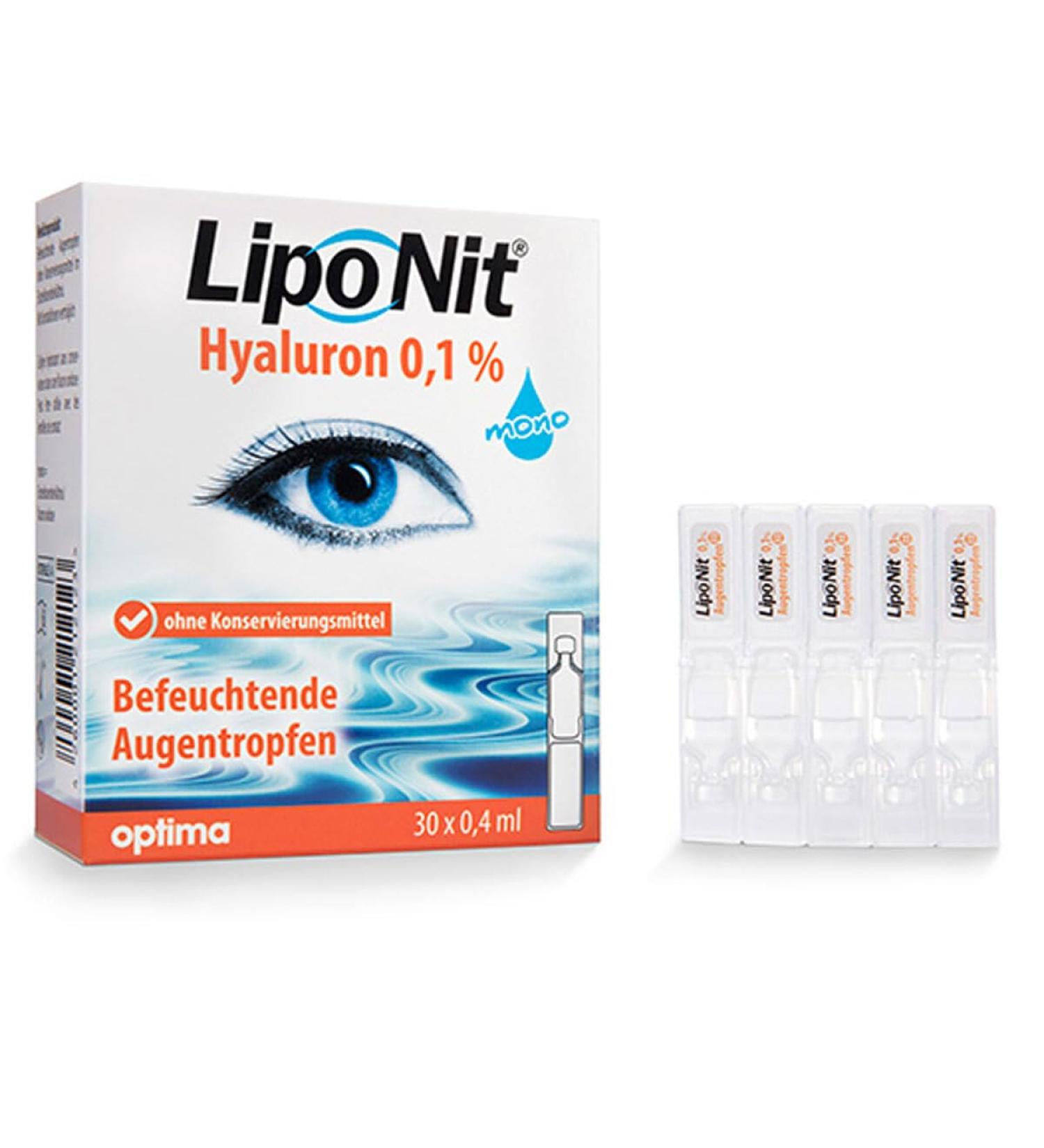 Buy Liponit Moisturising Eye Drops 0.1% Hyaluronic Acid - Instant Eye Relief 30 x 0.4 ml - Fast International Shipping - Buy Online on GoSupps.com