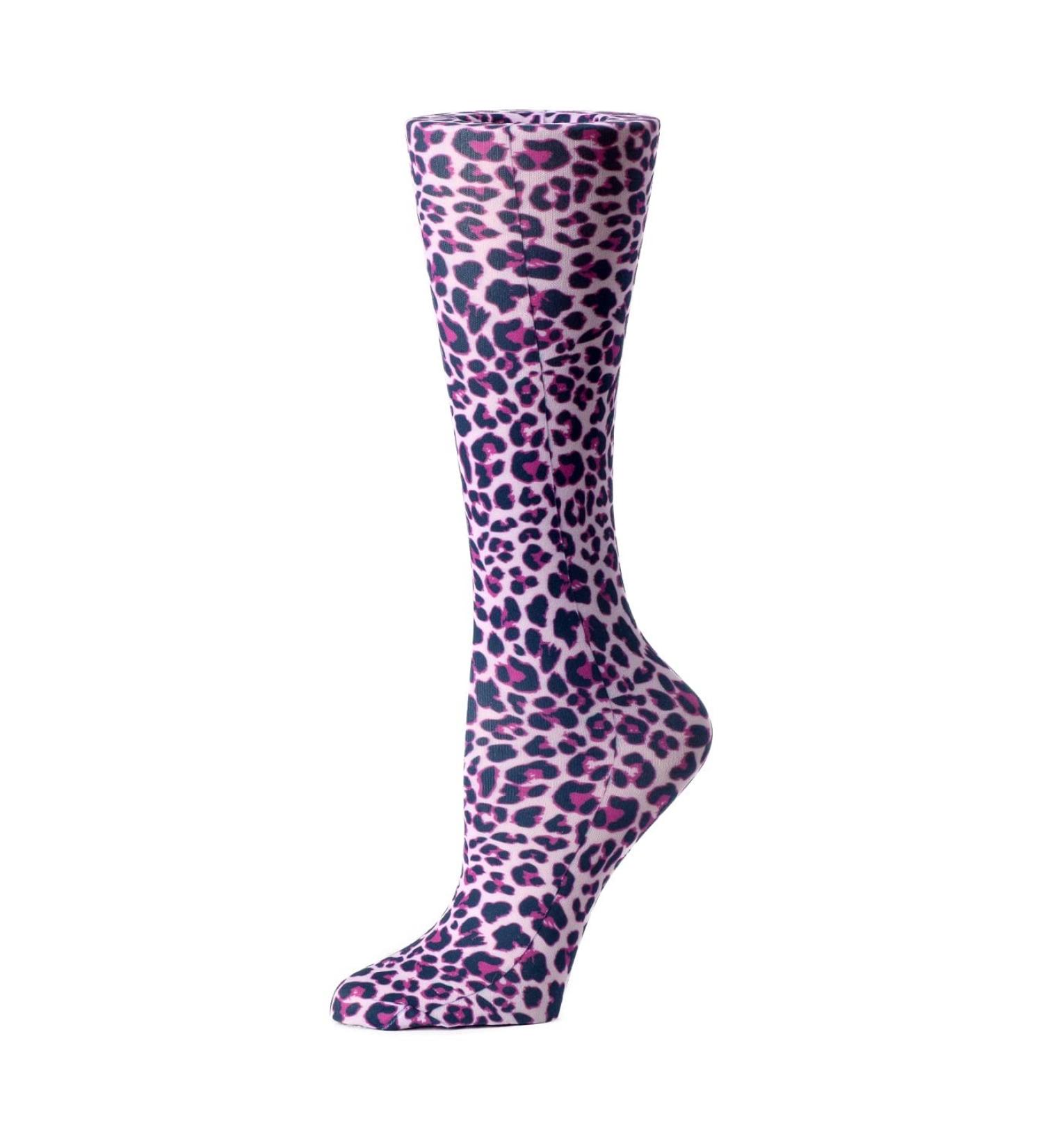 Cutieful Wide Calf Compression Socks 8-15 mmHG Pink Leopard