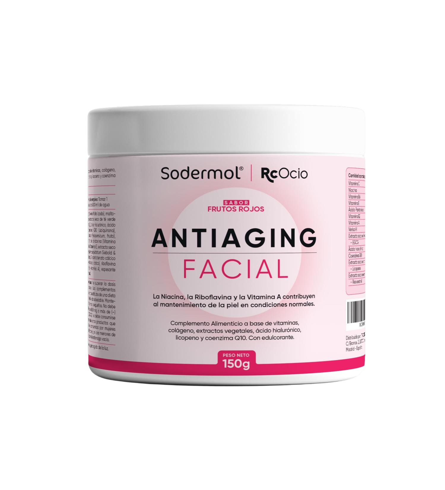  RcOcio RcOcio -Sodermol Anti-aging Face Collagen Verisol Hyaluronic Acid and Coenzyme Q10 - Anti-aging Formula for Firm Hydrated and Luminous Skin - Red Fruit Flavour - 150g - Buy Online on GoSupps.com