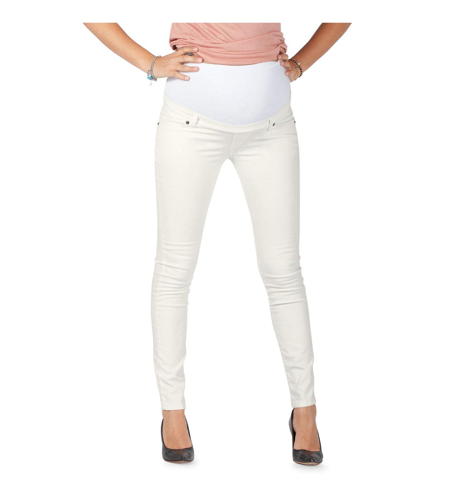 Milano Maternity Jeans - Ultra Stretch Buttery Soft Denim for Pregnant Women | High Waisted Over The Bump Band | Comfortable Slim Fit | Off-White - Buy Online on GoSupps.com