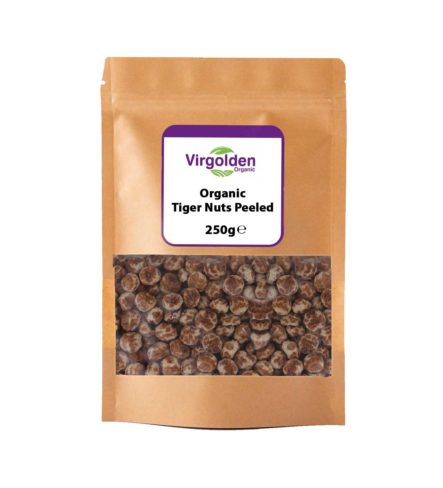 Organic Tiger Nuts Peeled 250g by Virgolden Organic - Raw Snack High Fibre Certified Organic Healthy snack