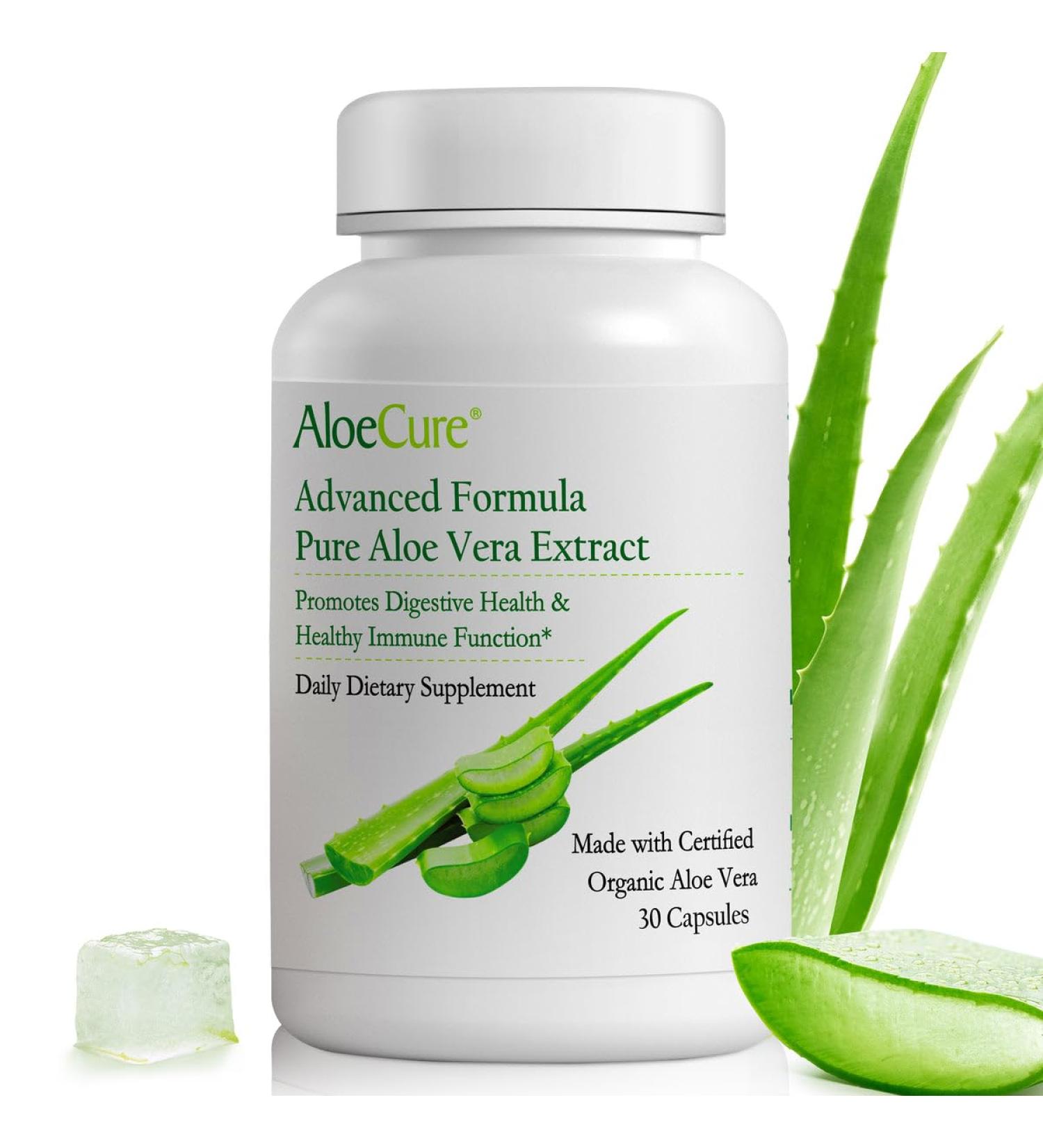 AloeCure Organic Aloe Vera Capsules 160 000mg Inner Aloe Leaf Equivalent per Serving Support Gut Digestive & Immune Health Helps Maintain Balanced Stomach Acidity Aloin Free 30 Capsules 1 Bottle (30 Capsules) - Buy Online on GoSupps.com