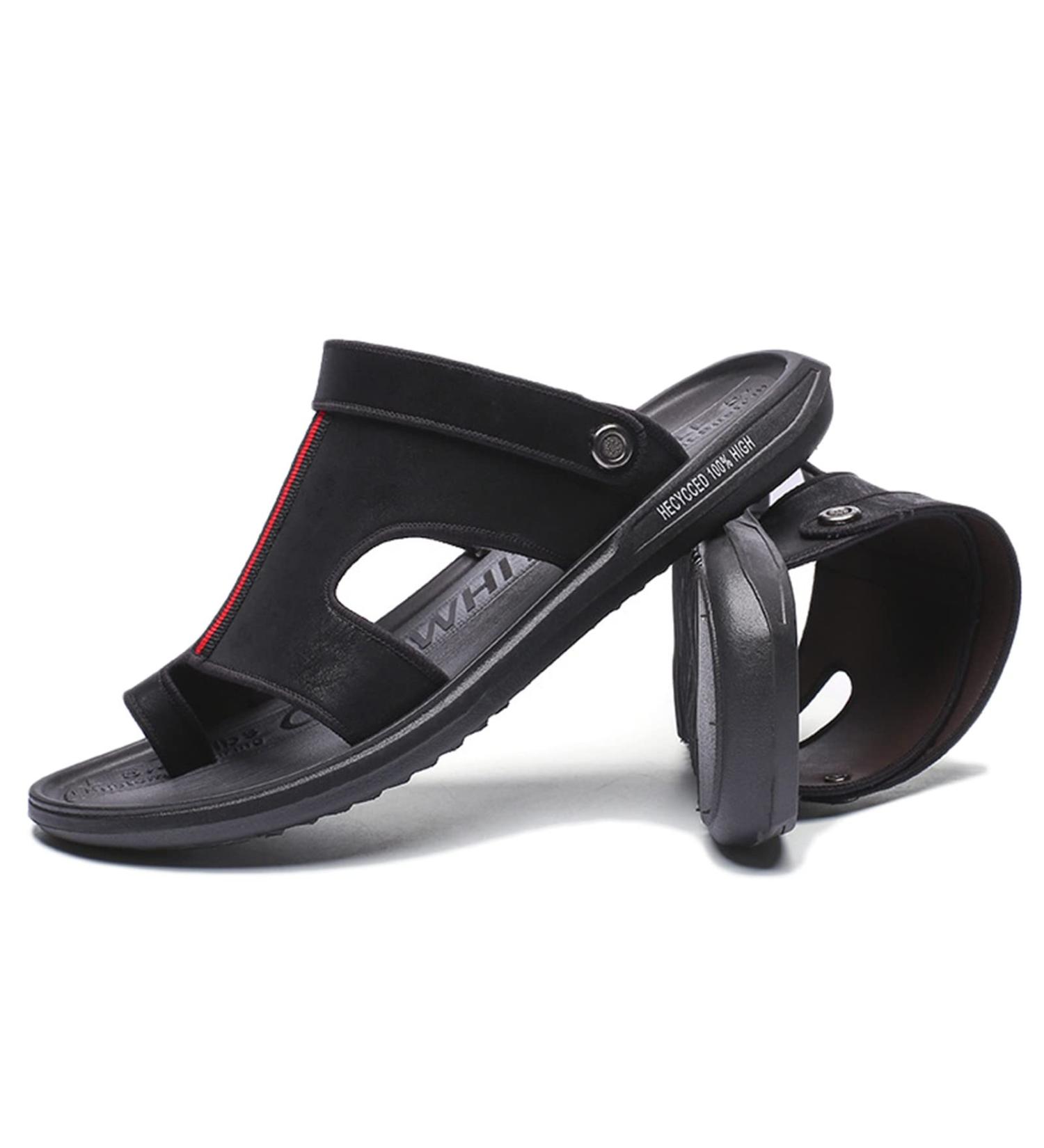 WCXTY Bunion Toe Ring Sandals for Men - Orthotic Flat Sandals for Plantar Fasciitis - Lightweight Non-Slip Beach Slippers - Size 8.5, Black - Buy Online on GoSupps.com