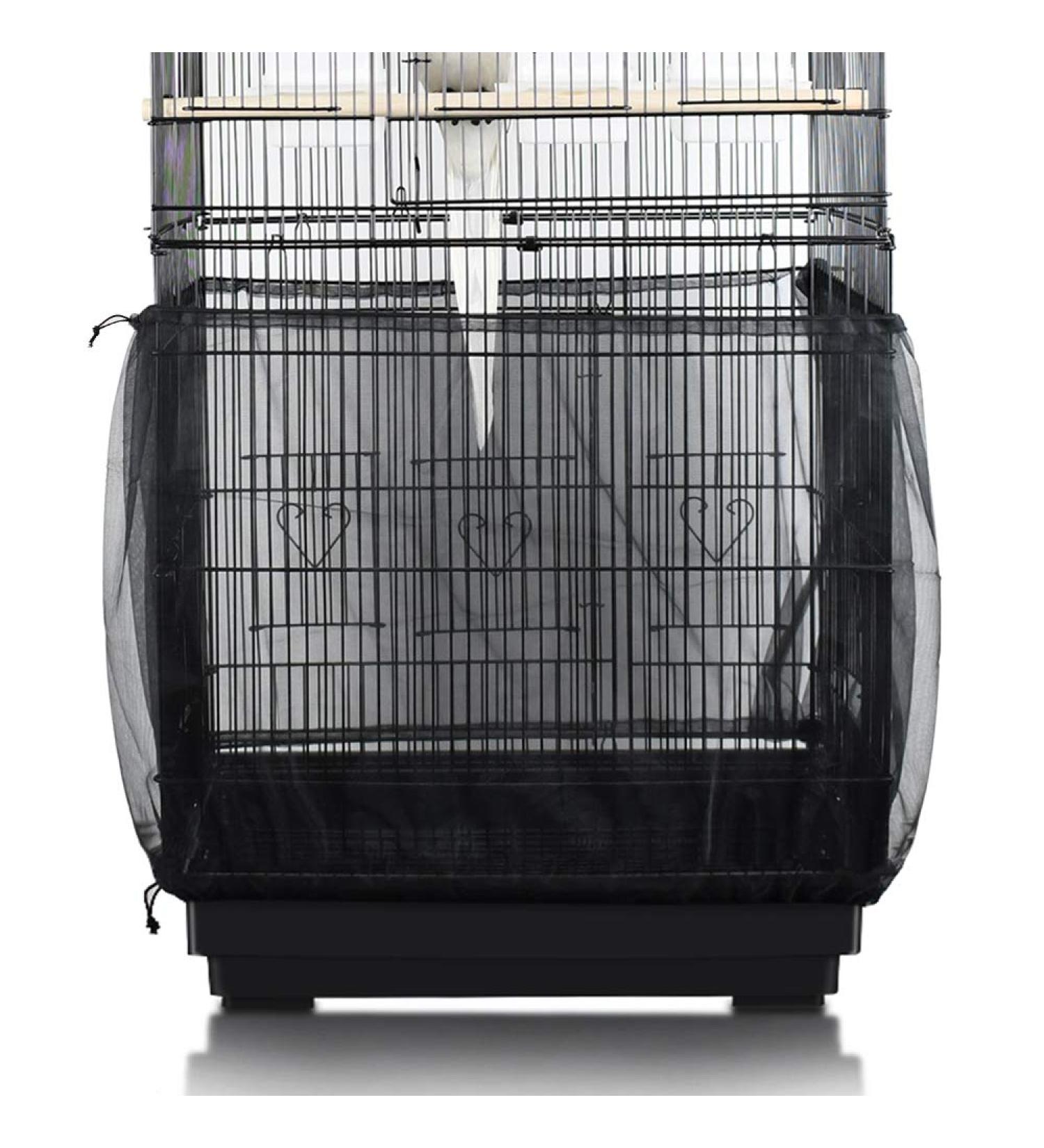 SYOOY Birdcage Cover Seed Catcher | Universal Nylon Mesh Parrot Cage Net Skirt Guard | Extra Large for Round & Square Cages | Black - Buy Online on GoSupps.com