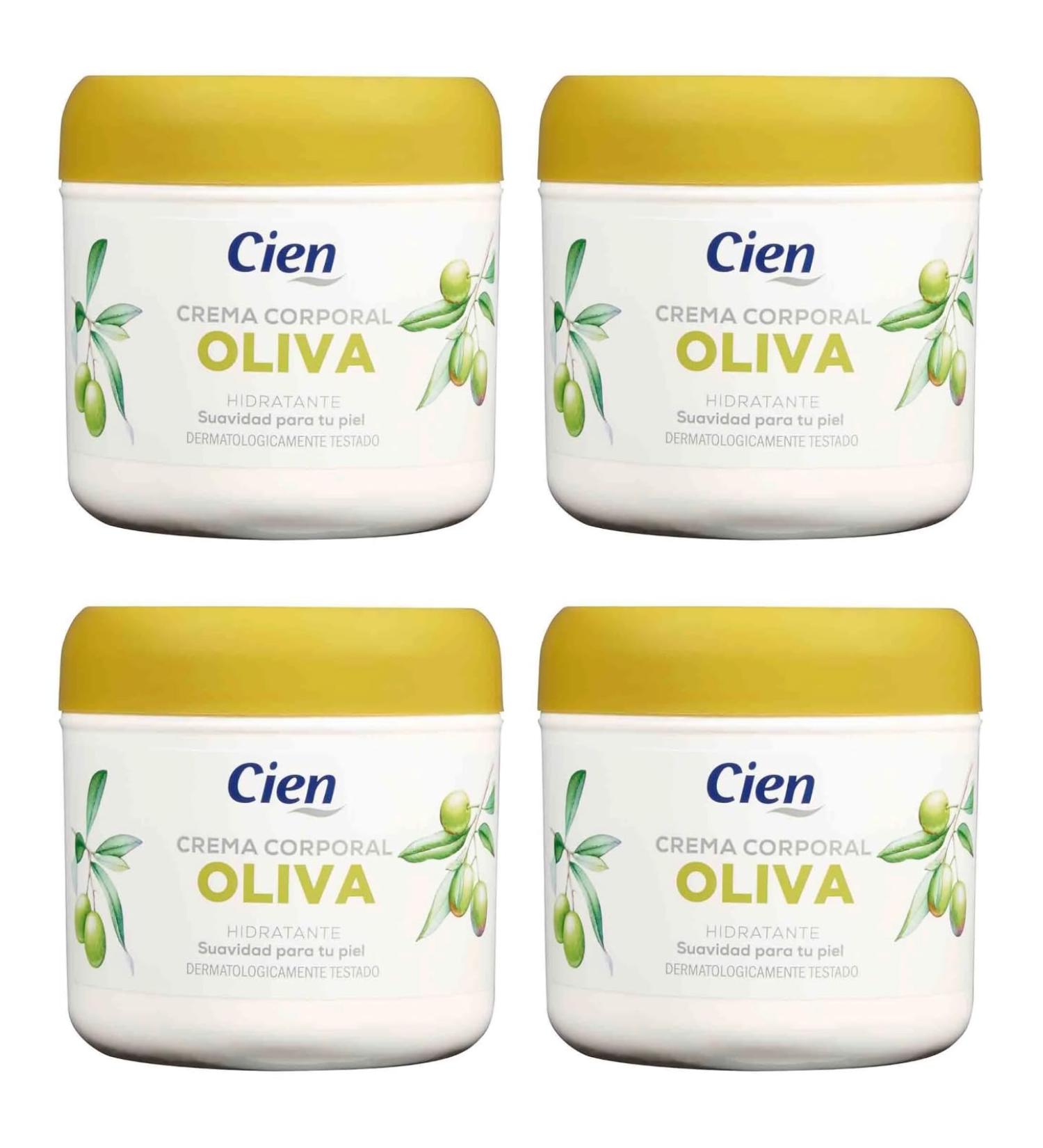 Pack 4 - Cien - Oliva Hydrating Body Cream 250 ml. Suavidad para tu piel. Pack of 4