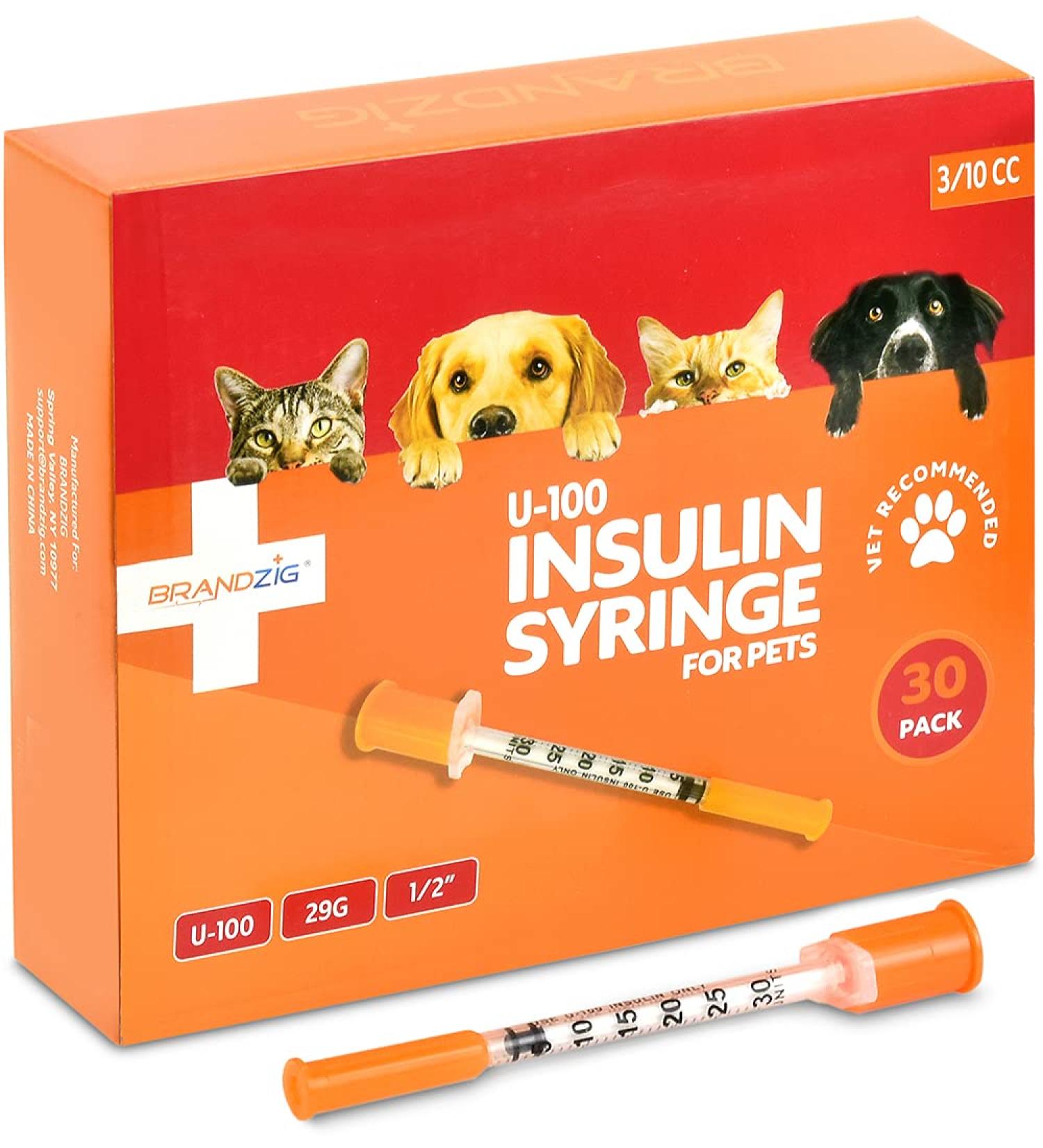 Brandzig U-100 Pet Insulin Syringes 29G 3/10cc 1/2 - 30 Pack - Buy Online on GoSupps.com