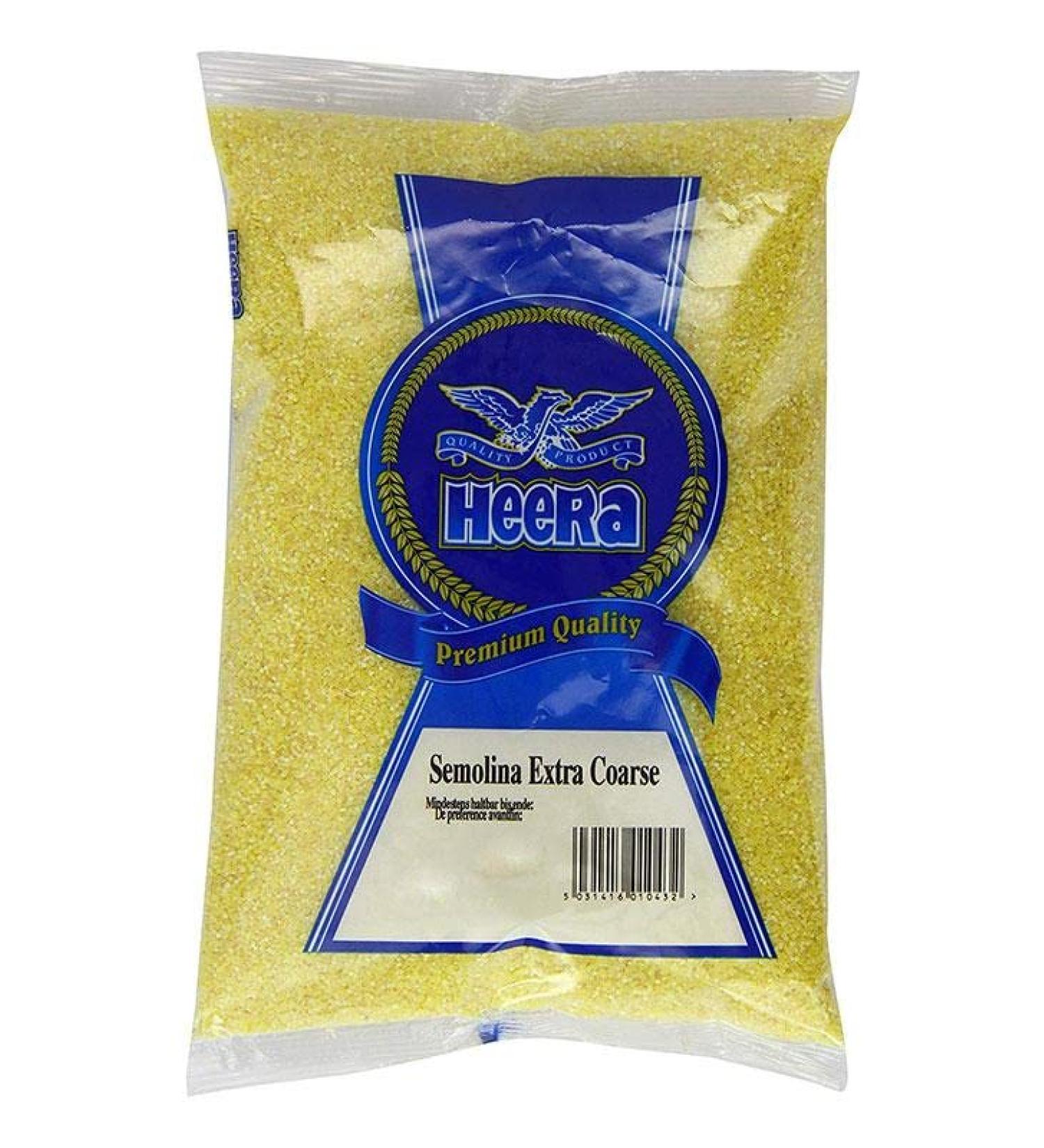 Heera Semolina Extra Coarse (375g) (Pack of 1) - Also known as Suji - Used to make Pasta Pizza Bread and Biscuit Doughs