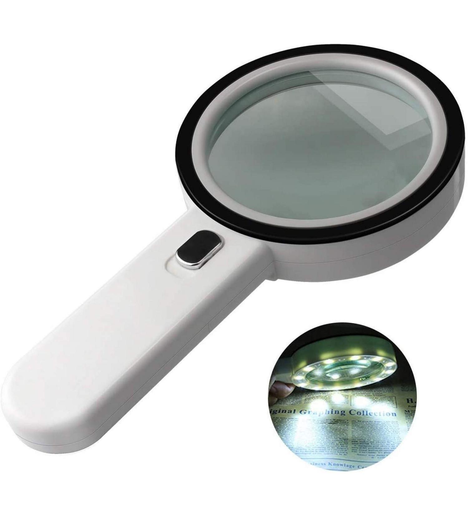 30X Handheld with Light 13 LED Illuminated Lighted High Clarity Magnifier for Reading Low Vision Books Pages Magazine Newspapers Maps Jewelry Better Life - Buy Online on GoSupps.com